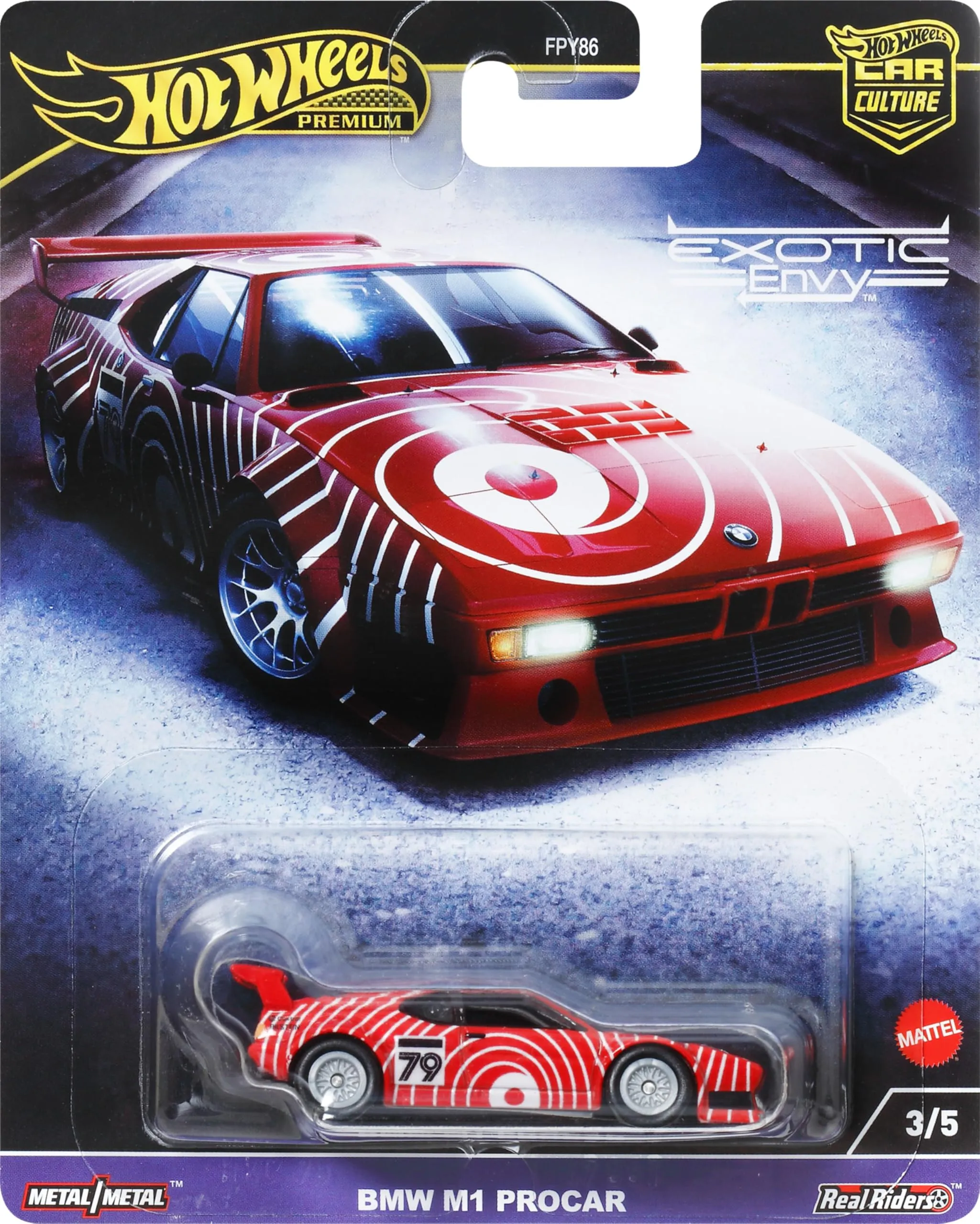 Hot Wheels Premium BMW M1 Procar, veicolo Car Culture Circuit Legends da collezione, macchinina Hot Wheels die-cast, giocattolo per bambini 3+ anni e i fan e i collezionisti adulti, HKC79