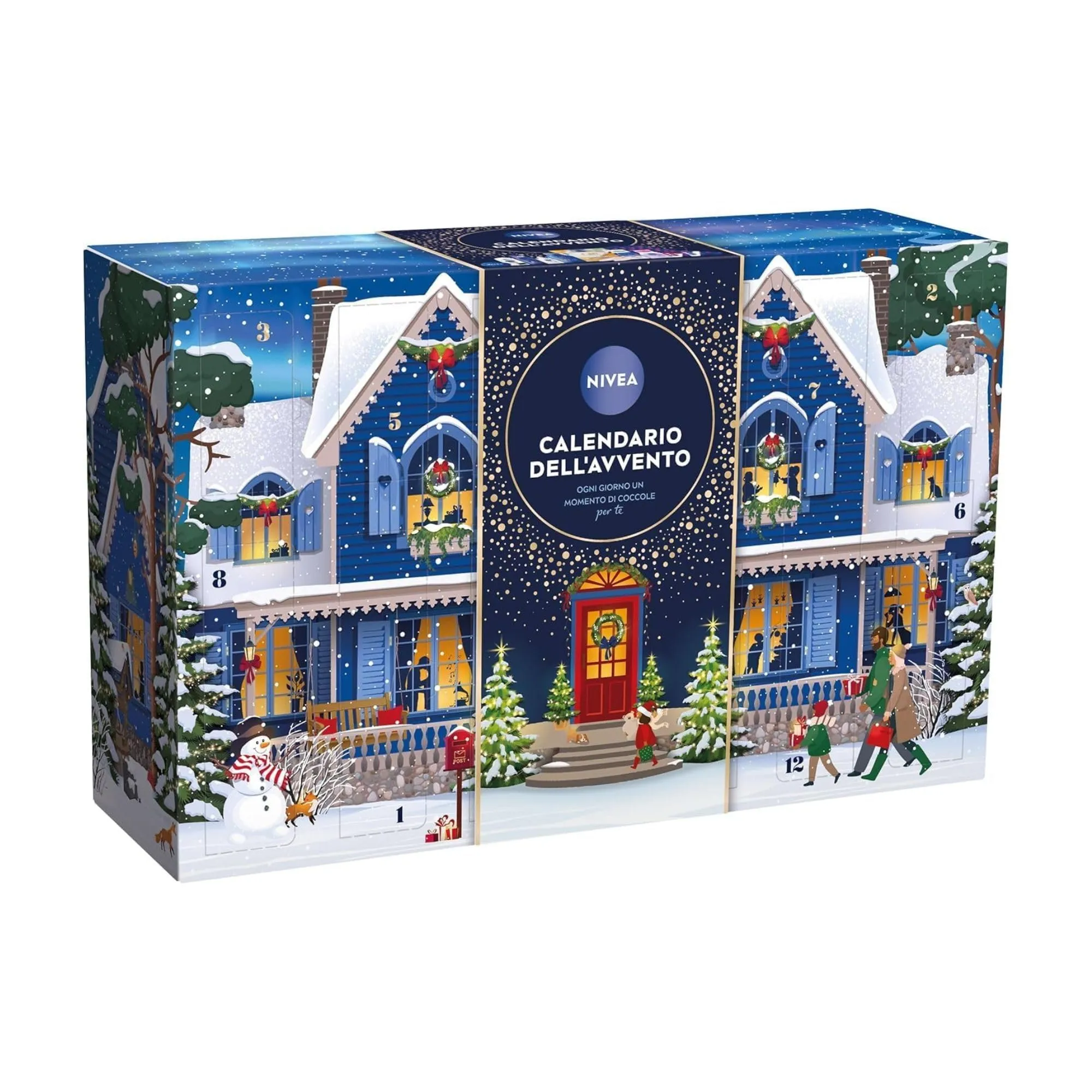 NIVEA Calendario dell'Avvento 2025 per 24 momenti di coccole, Calendario Avvento donna e ragazza festivo ed elegante, Calendario Avvento beauty con prodotti e accessori selezionati NIVEA e Labello