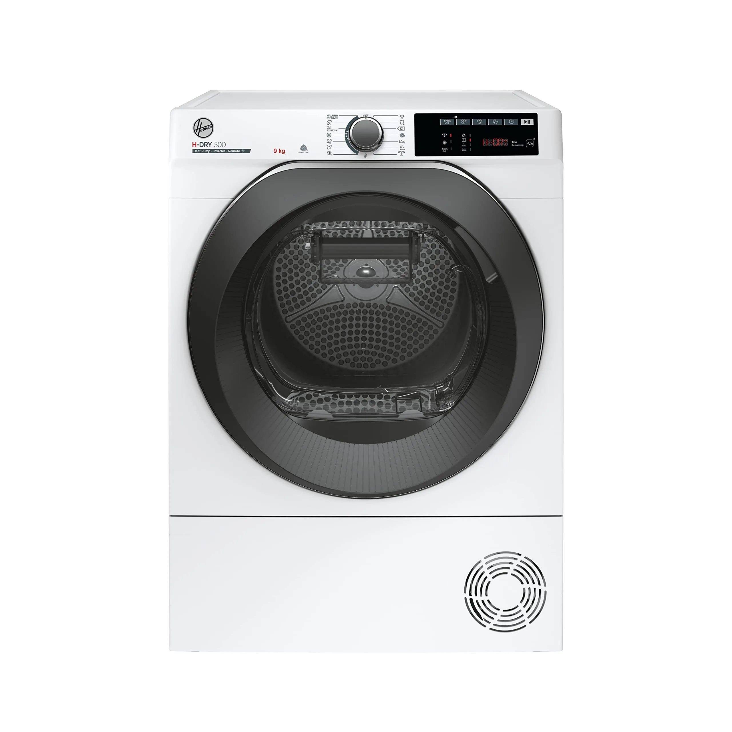 Hoover H-DRY 500 NDE H9A3TCBEXS-S Asciugatrice a Pompa di Calore, 9Kg, Griglia per Scarpe, Wi-Fi + BLE, Connesso, Classe A+++, 59,6x58,5x85 cm, Bianco