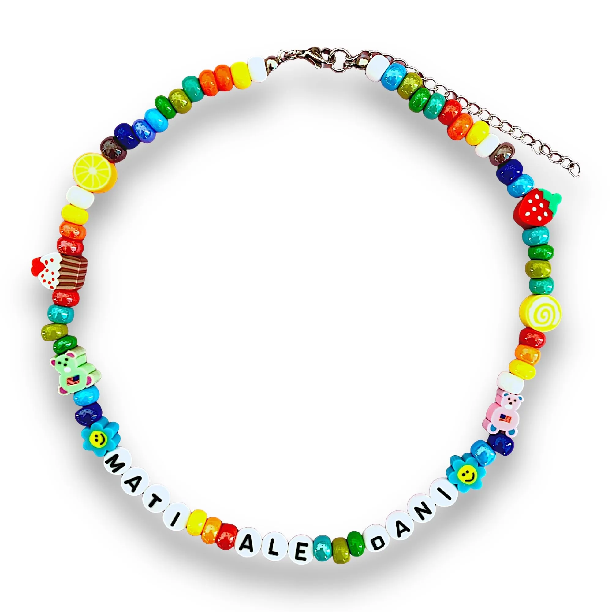 Collana donna personalizzata, Collana nome, Collana perline, Collana gioiello, Collana in perline in vetro di Boemia e acciaio inox, Collana waterproof, Idea regalo