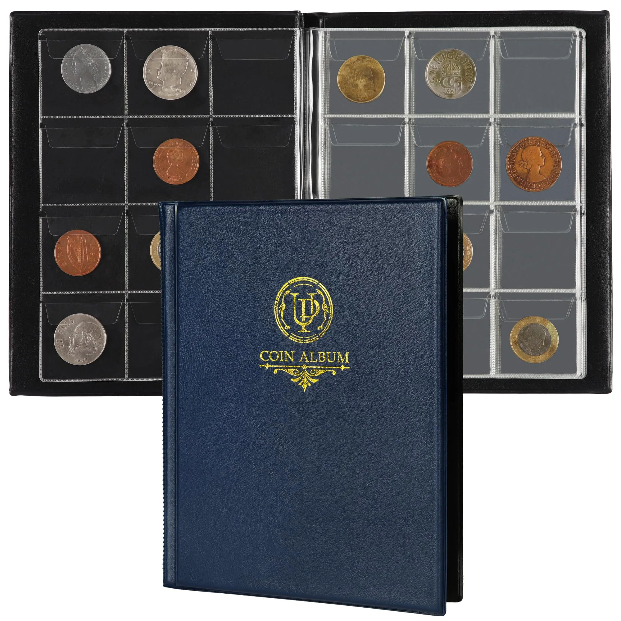 Uncle Paul 10 Fogli Portamonete di Dimensioni Miste 45x43/33x33 mm Griglia di Raccolta per Penny Pounds Pence Cents