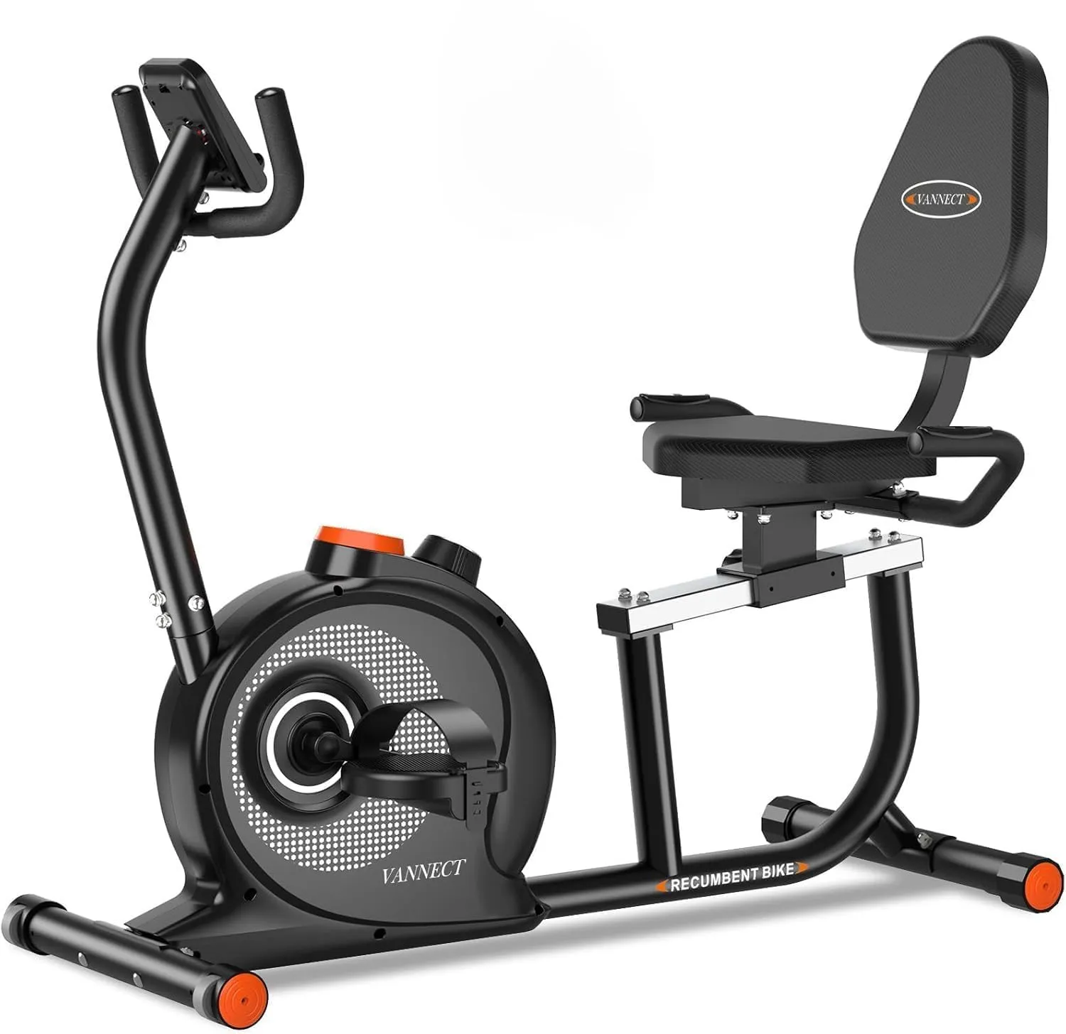 VANNECT Cyclette Pieghevole con Schienale e 8/16 Livelli di Resistenza, Magnetiche Cyclette da casa con fascia di resistenza, Monitor LCD Misurazione e Delle Pulsazioni Portata 150/160Kg