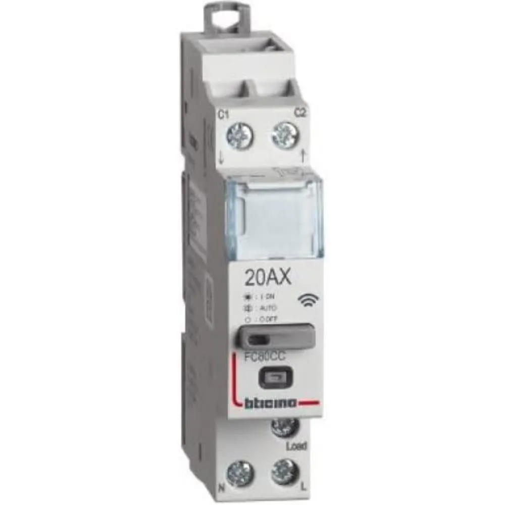 Bticino FC80CC Contattore Connesso DIN Smart, Permette il Controllo da Remoto ON e OFF di Carichi Monofase da Smartphone con l'App HOME e CONTROL tramite un Assistente Vocale