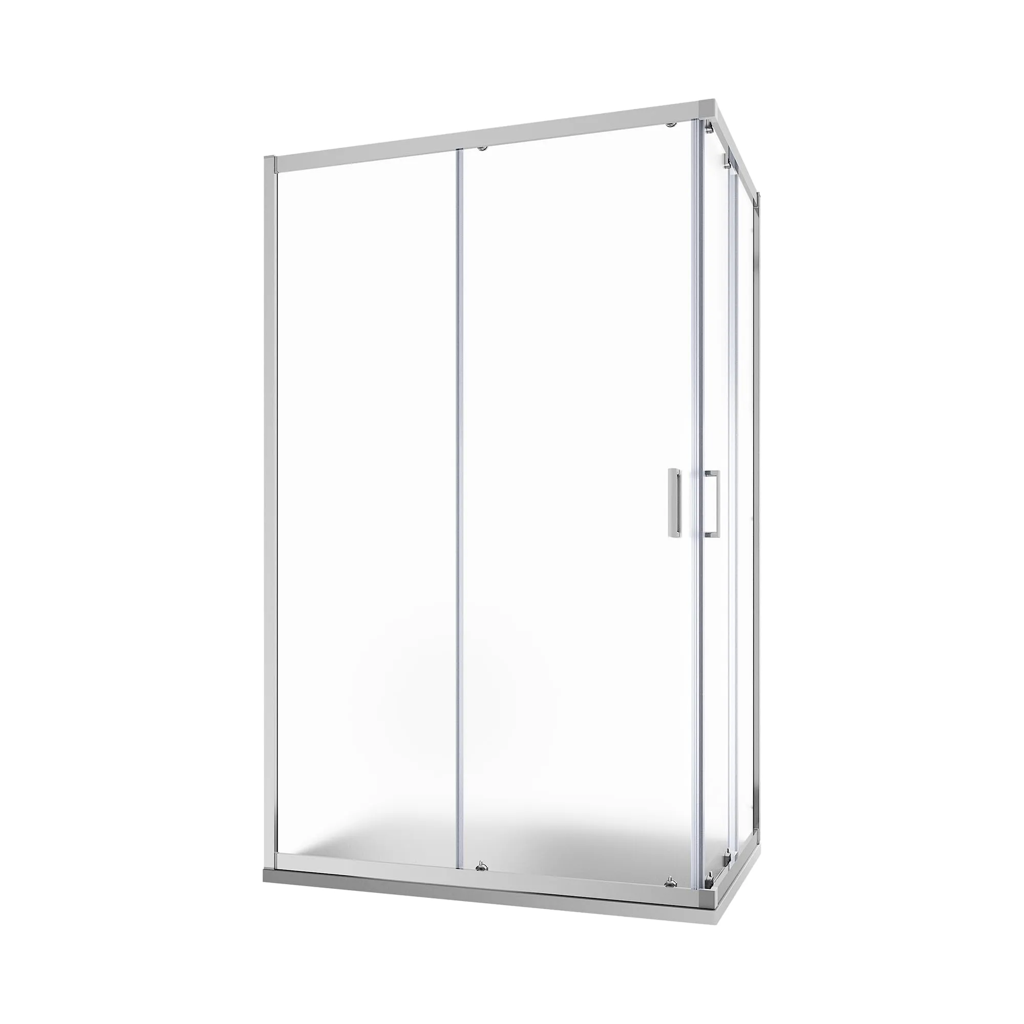 Box Doccia Angolare Due Ante Scorrevoli Cristallo Temperato 6mm Profili Squadrati Cromati Altezza 185 cm - Tonga (Vetro Opaco, 80x90)