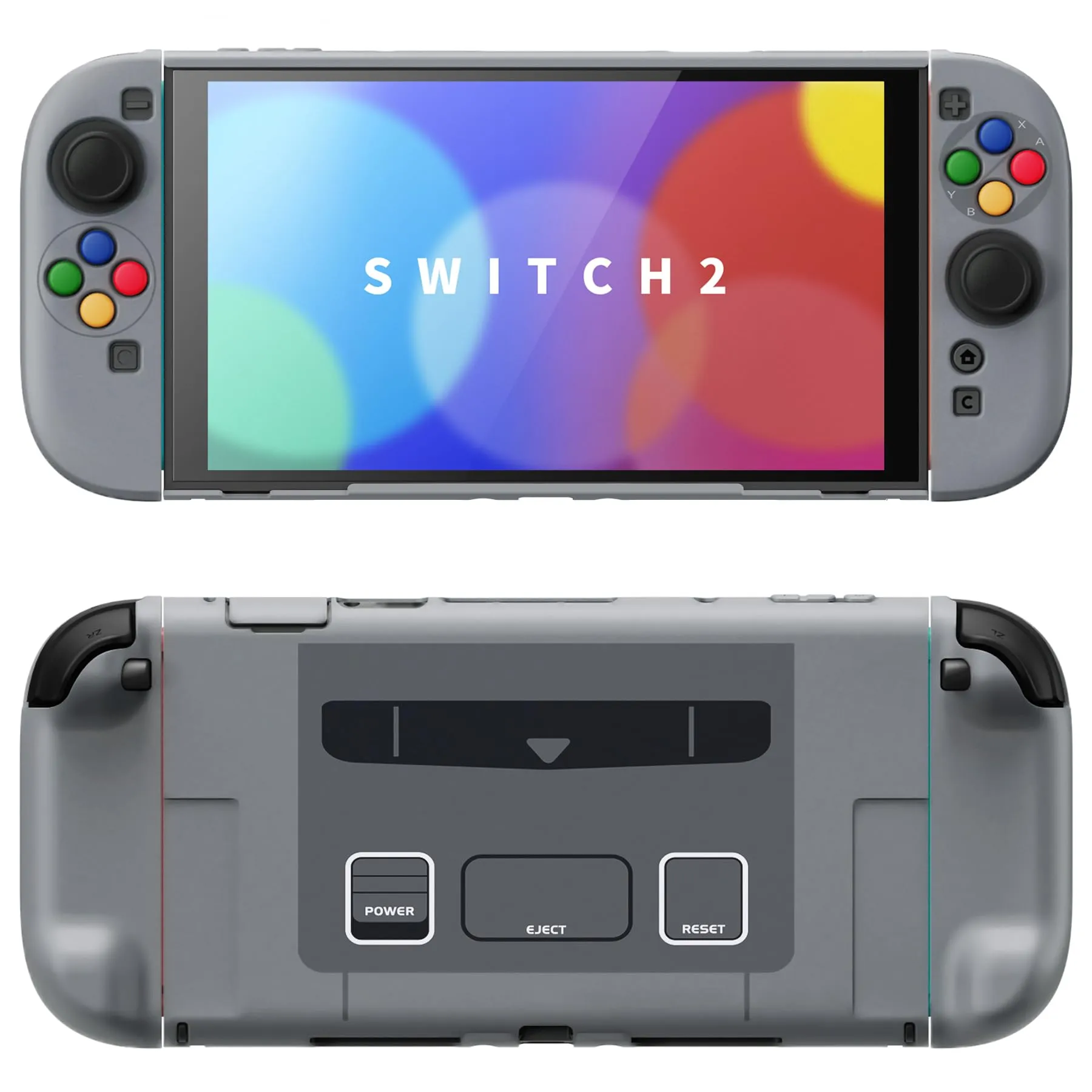 PlayVital per Switch 2 Cover Rigida Dockable, Custodia Protettiva Supporto Pieghevole Accessori per Nintendo Switch 2 Console, Copri Tasti & Gommini per Joycon 2, SNES EU Classico