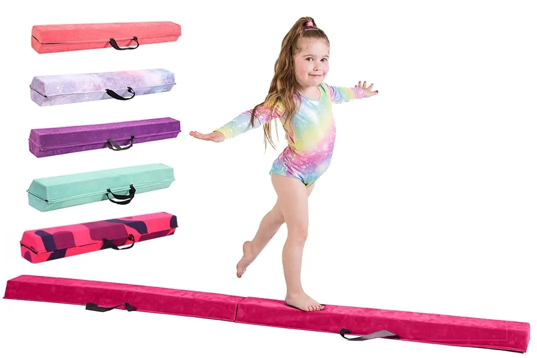 Trave ginnastica artistica per casa - 210/240/270/300 - Incredibile attrezzatura per l'equilibrio per i bambini a casa - Finta pelle scamosciata, schiuma EVA ad alta densità - cinghie per il trasporto