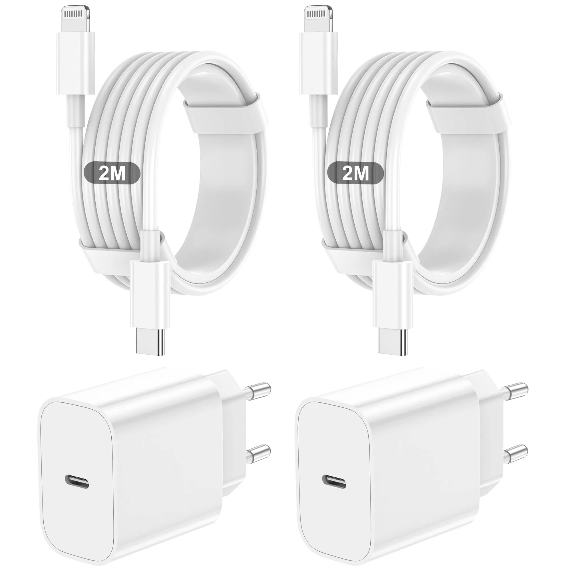 Caricatore per IPhone,2 Pack Caricabatterie USB C Rapido Alimentatore Presa With 2Pack 2M USB C- Lightning Spina Per IPhone 14/13/12/11/Pro/Pro Max/XS/XR/X/SE/iPad/Adattatore Caricabatteria Veloce
