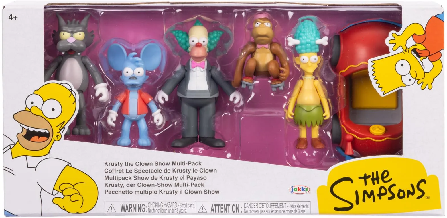 MultiPack 2,5” Krusty The Clown Show – Set Ufficiale di Figure Articolate di Krusty e Personaggi Iconici de I Simpson, Perfetto per Collezionisti e Appassionati della Serie TV