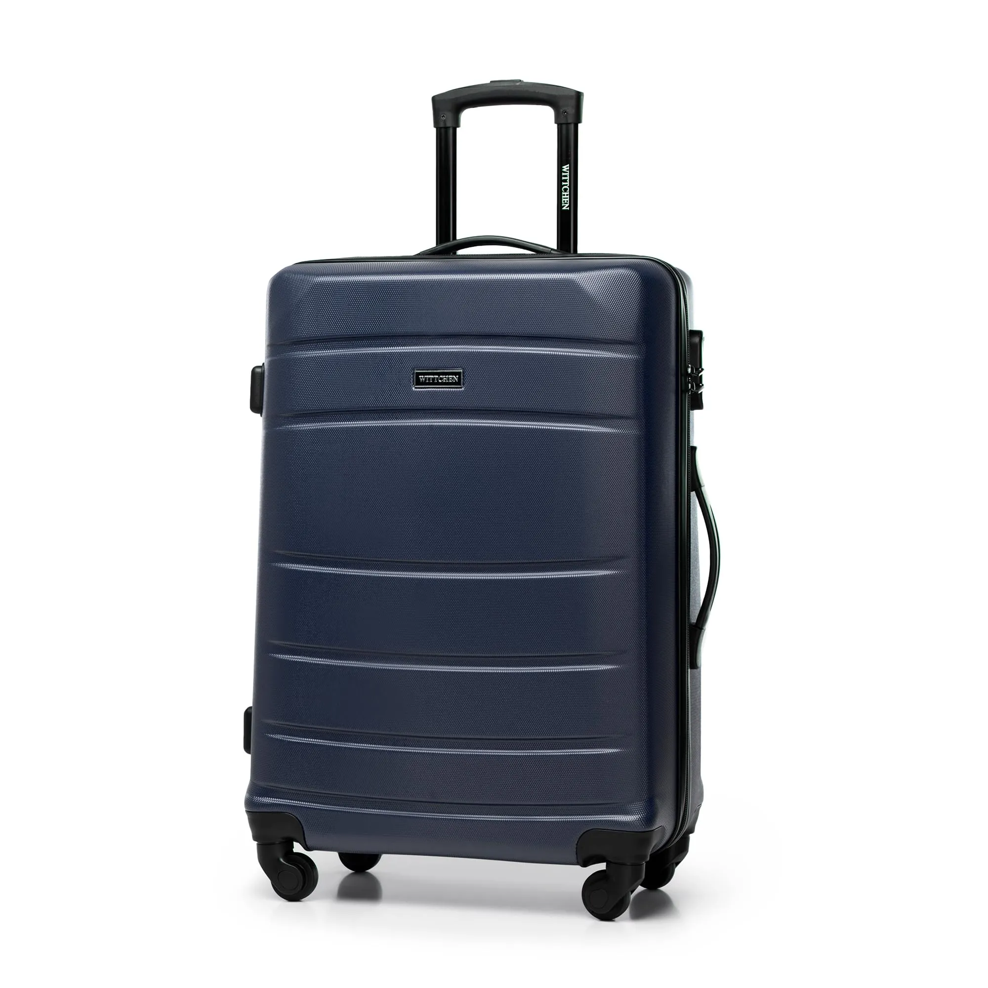 WITTCHEN Valigia Media Trolley Valigia Rigida in ABS Valigia Bagaglio Valigie con 4 Ruote Serratura a combinazione Maniglia telescopica Globe Line blu navy Ryanair/ITA Airways/easyJet/Wizz Air