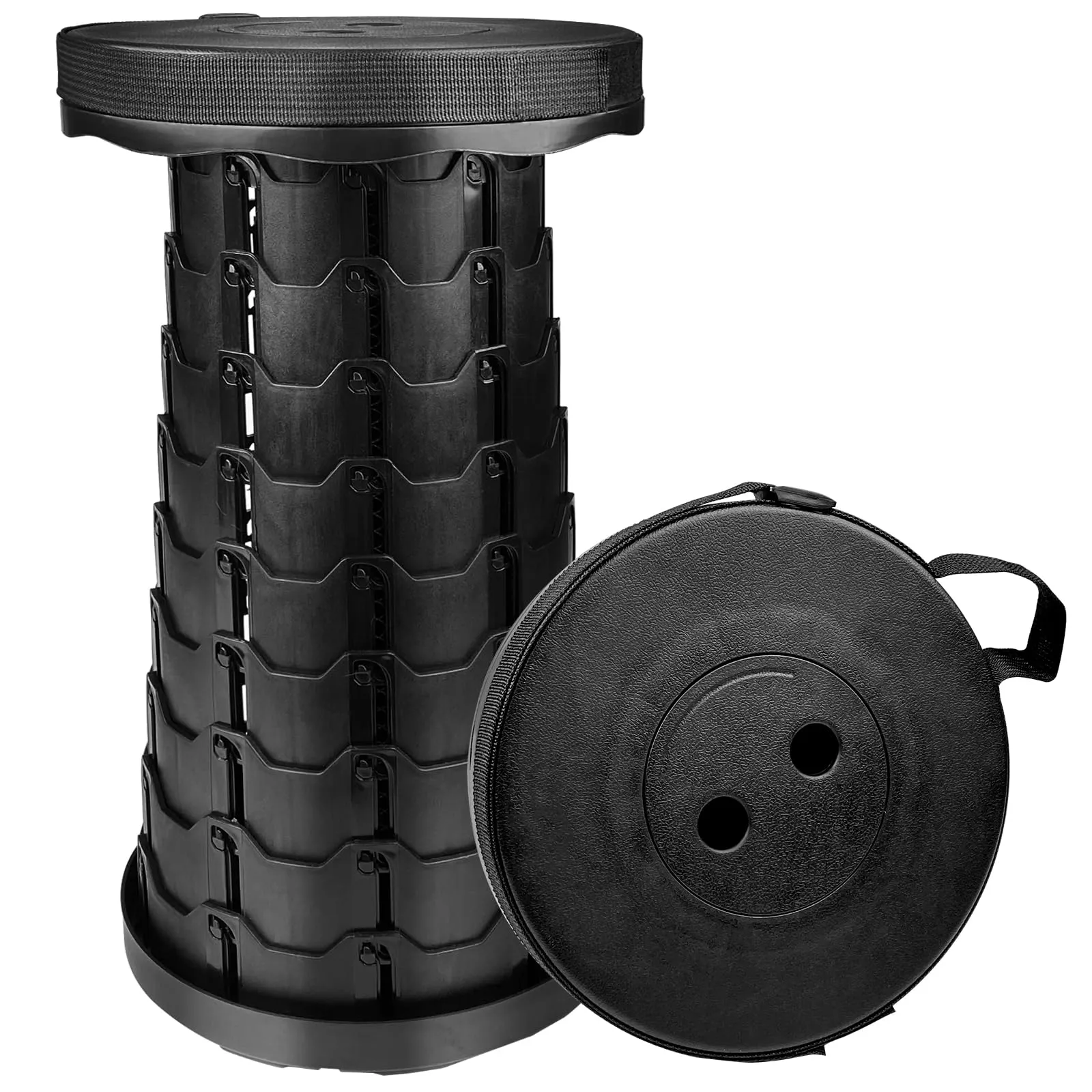 Maxentico Sgabello Pieghevole, Sgabelli Pieghevoli, Sedia Portatile, Sedile Telescopico con Cinturino Regolabile per Campeggio, Pesca, Barbecue, Interni, Viaggi, Feste, Carico Massimo 150kg