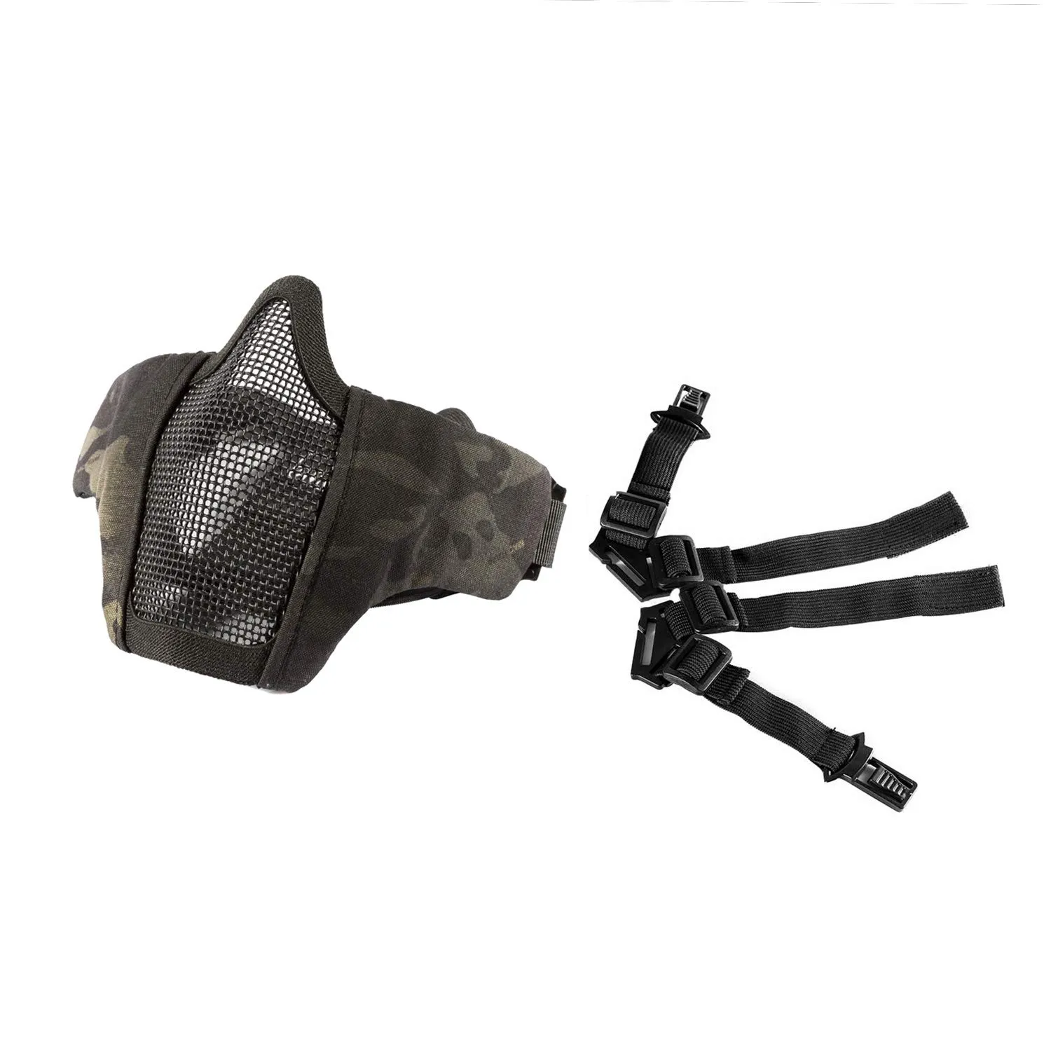 OneTigris Maschera pieghevole mezza protezione del viso per softair paintball CS (Multicam Black)