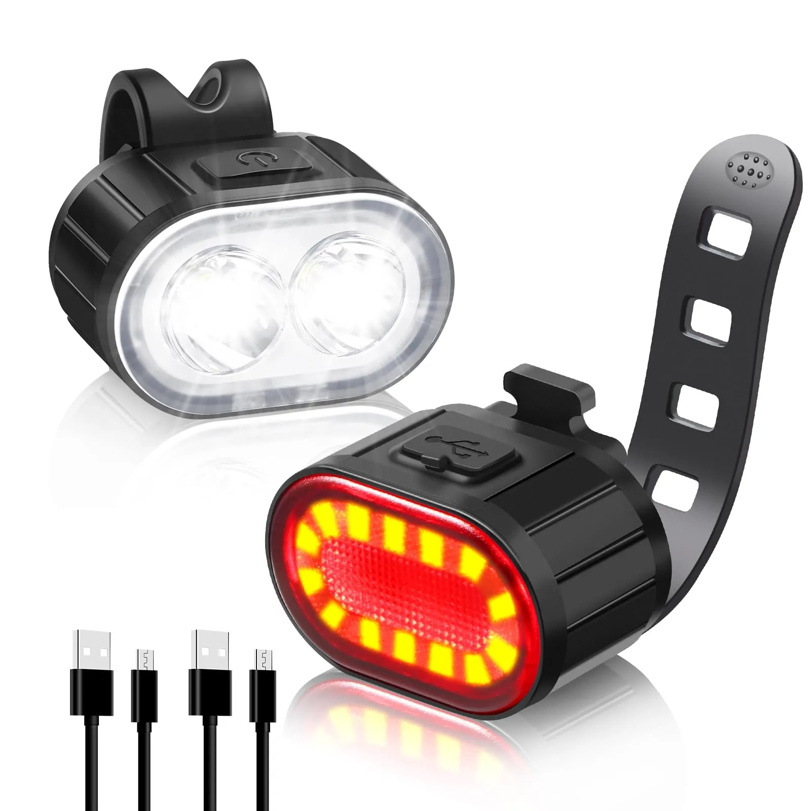 Blendura Luci Bicicletta LED, 4+6 Modalità Luce Bicicletta Anteriore & Posteriori IPX4 Luci Bici USB Ricaricabili Luci per Bicicletta Adatto per Varie Bici