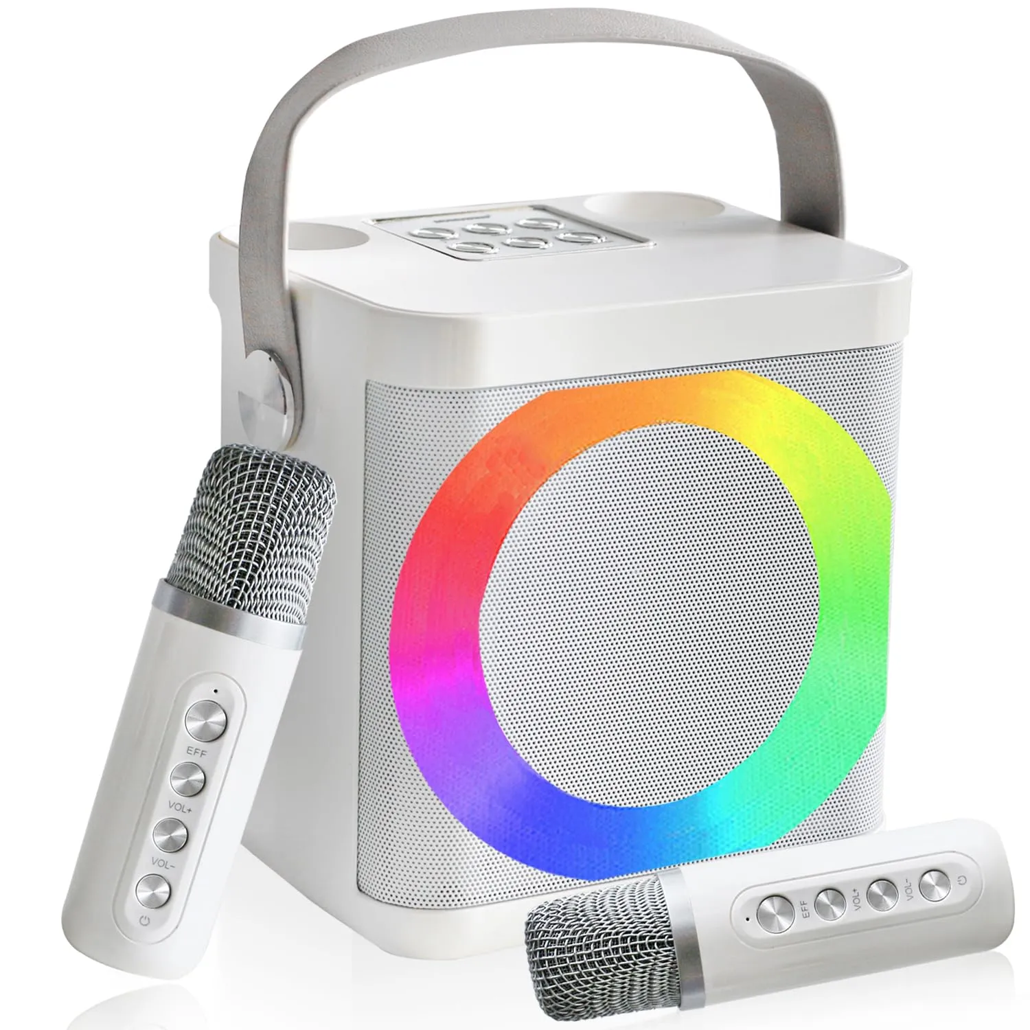 Macchina per karaoke, Macchina per karaoke portatile con microfoni wireless per adulti e bambini, Altoparlante per karaoke Bluetooth con sistema PA, Luci a LED, Feste in casa/KTV, All'aperto, Viaggi