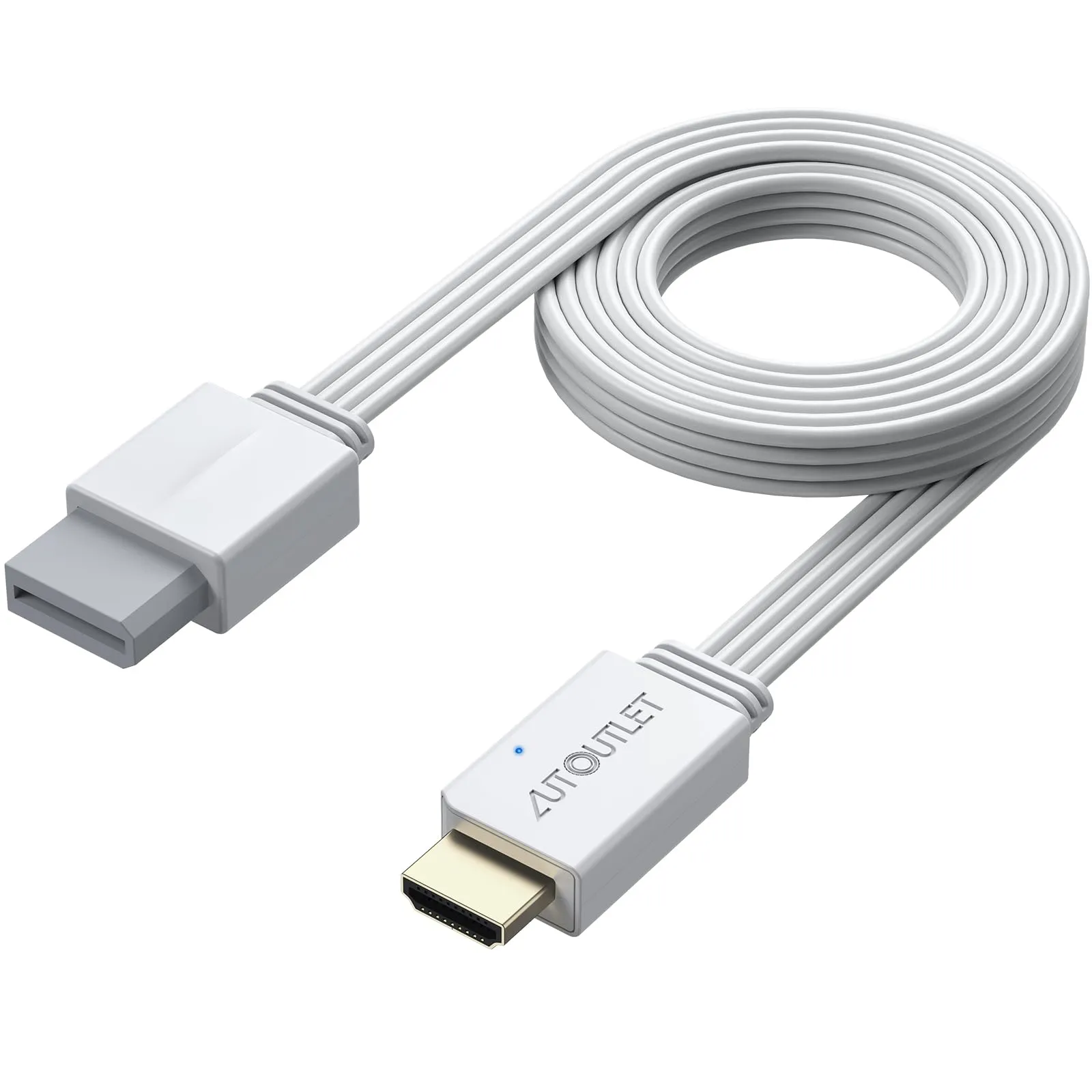 AUTOUTLET Adattatore Wii a HDMI,1080P/720P Convertitore da Wii a HDMI,Lunghezza del Cavo 200 cm,Supporta Tutte Le modalità di Visualizzazione Wii,per HDTV e Monitor,Colore Bianco