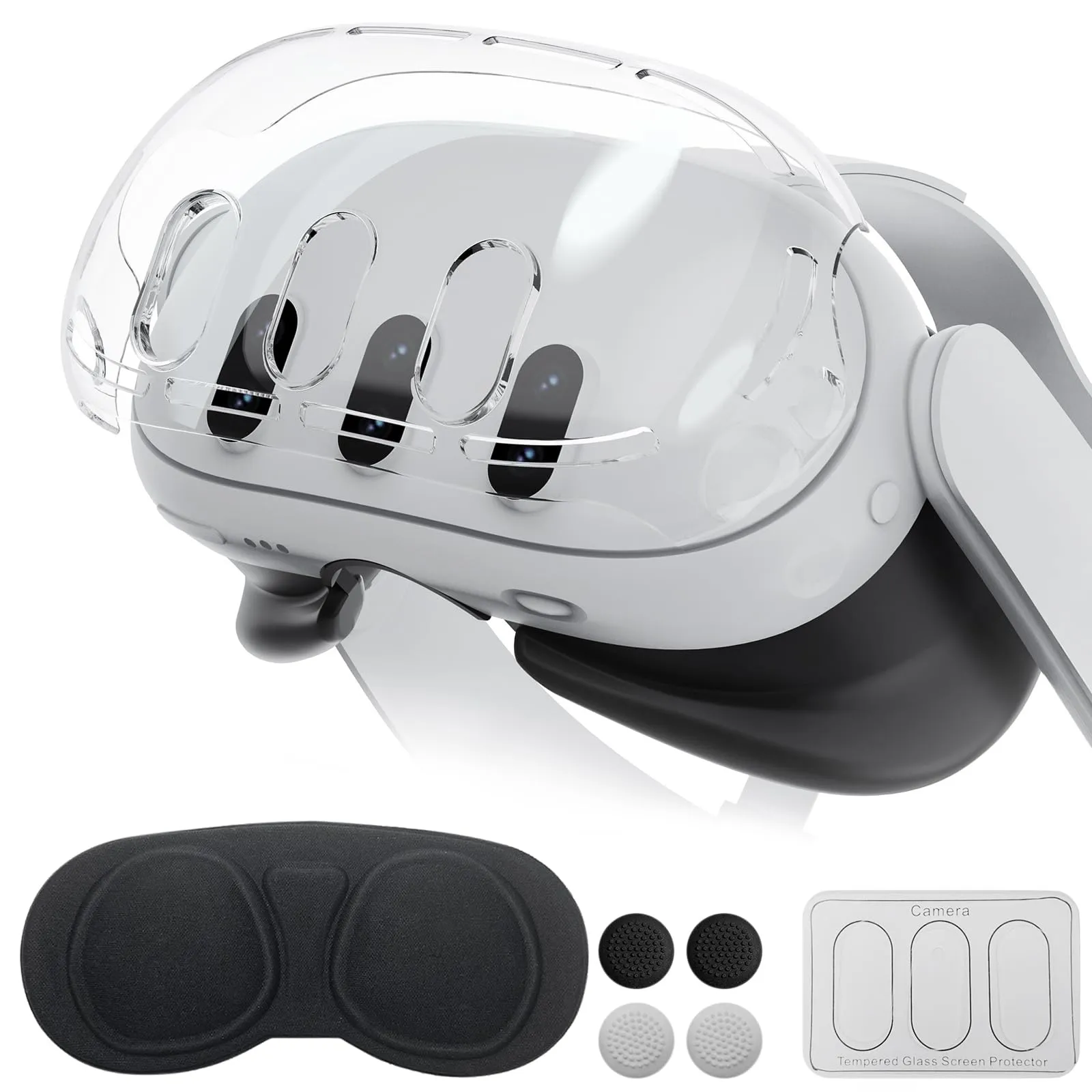Qoosea 4 in 1 Custodia Protettiva per Meta Quest 3, Clear Cover in PC per Quest 3 VR Headset, Protettiva Copertura Antigraffio Case Accessori per Meta Quest 3 VR Headset, Trasparente