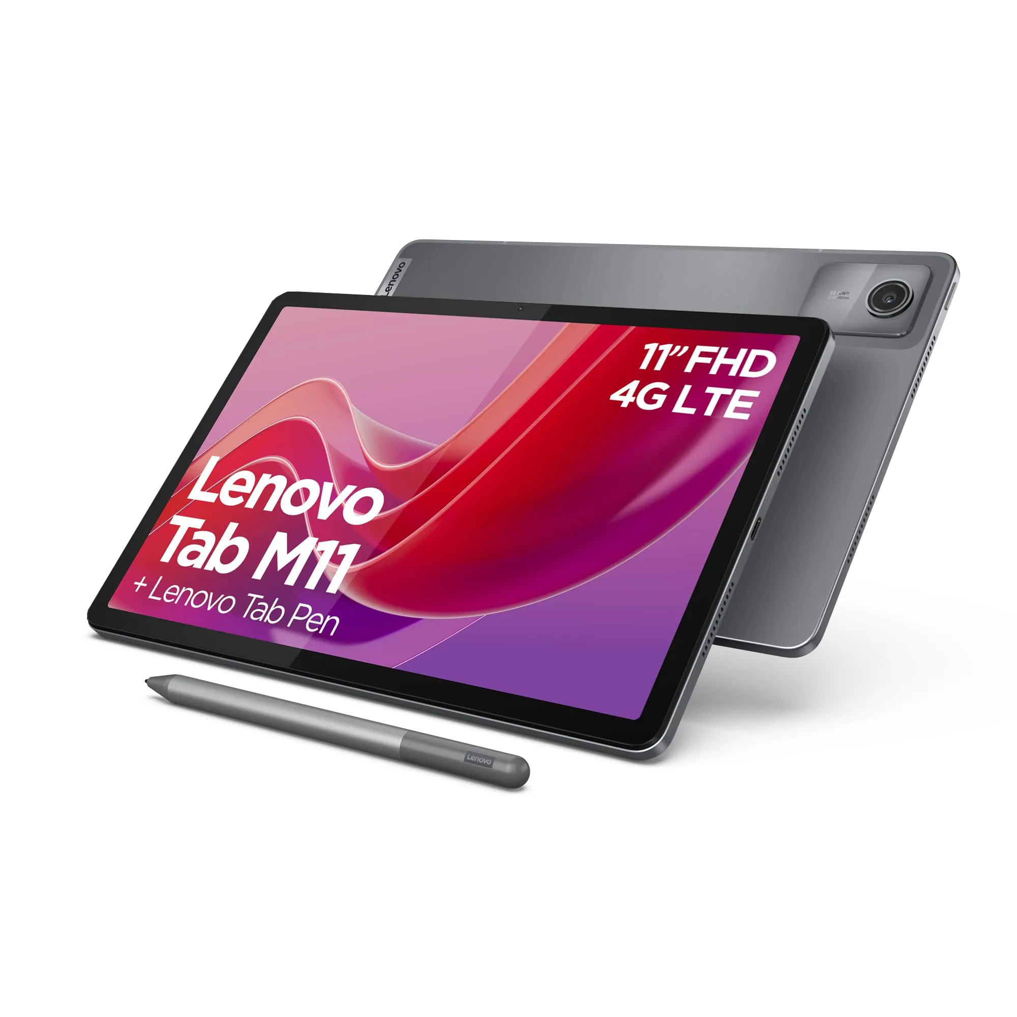 Lenovo Tab M11, Display 10.95" FullHD - (Processore MediaTek Helio G88, RAM 4GB, Memoria 128GB, WiFi 5, 4G LTE, Tablet Android 13) - Luna Grey, con Alimentatore