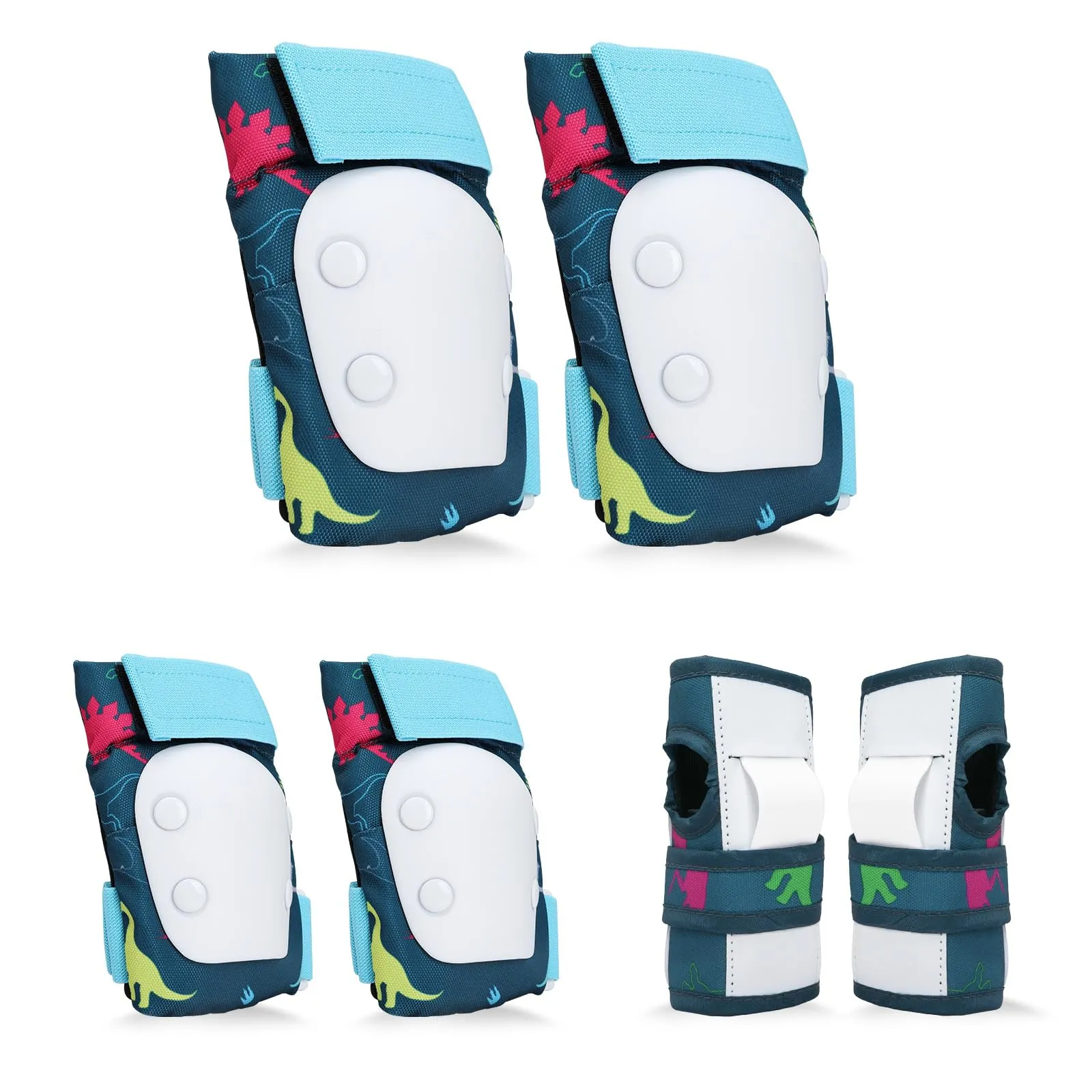 YOOXARMOR Set di Protezioni per Bambini da 3 a 8 Anni, Ginocchiere, Gomitiere, Polsiere Regolabili per Pattini a Rotelle, BMX, Bici,Ciclismo,Skateboard,Pattini in linea,Monopattini[6 Pezzi]