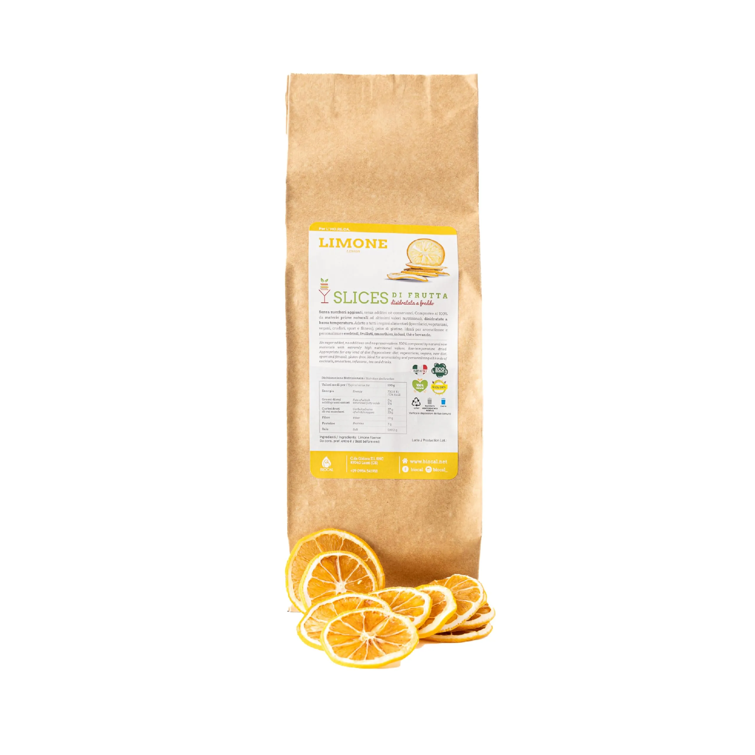 Biocal® - Fette di Limone essiccato naturale per cocktail - 150g