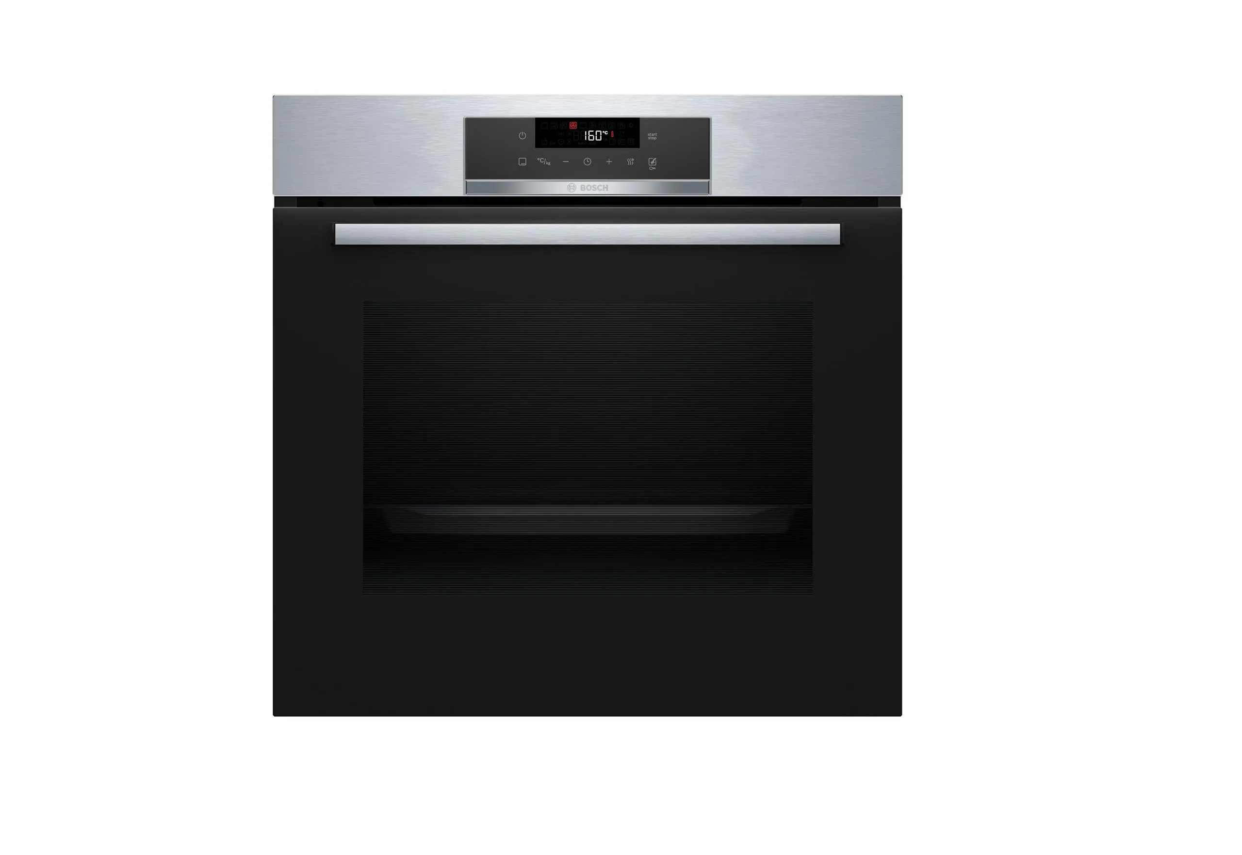 Bosch HBA171BS3 Serie 2, Forno da incasso, Pirolisi: pulizia del forno senza sforzo, Display touch, Cottura uniforme, 10 programmi, Acciaio, 60 x 60 cm