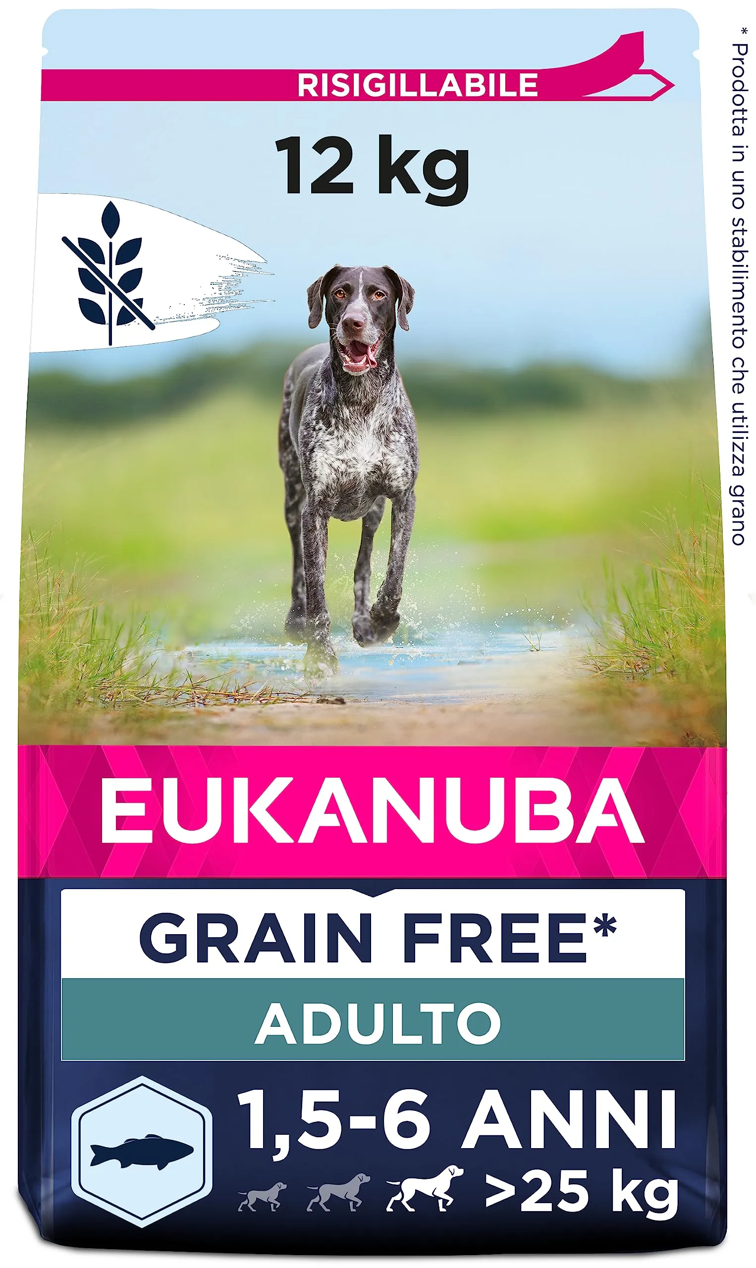 Eukanuba Grain Free* - Alimento per cani adulti di taglia grande, Ricetta a basso contenuto di allergeni, 12 kg