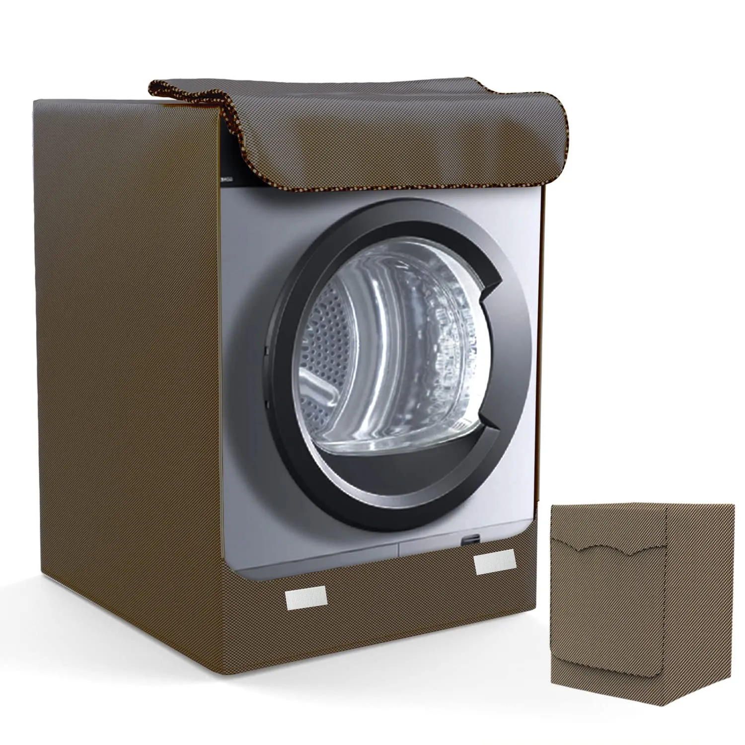 LEESITEC Copri Lavatrice per Interno Impermeabile Copertura per Lavatrice e Asciugatrice,Coprilavatrice da Esterno Copertura con Aperture Frontali Marrone (M 60×53×85cm)