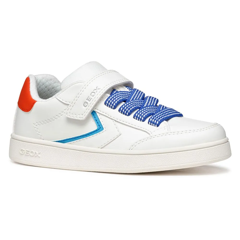 Geox J Eclyper Boy A, Scarpe da Ginnastica Bambini e Ragazzi, White Orange, 32 EU