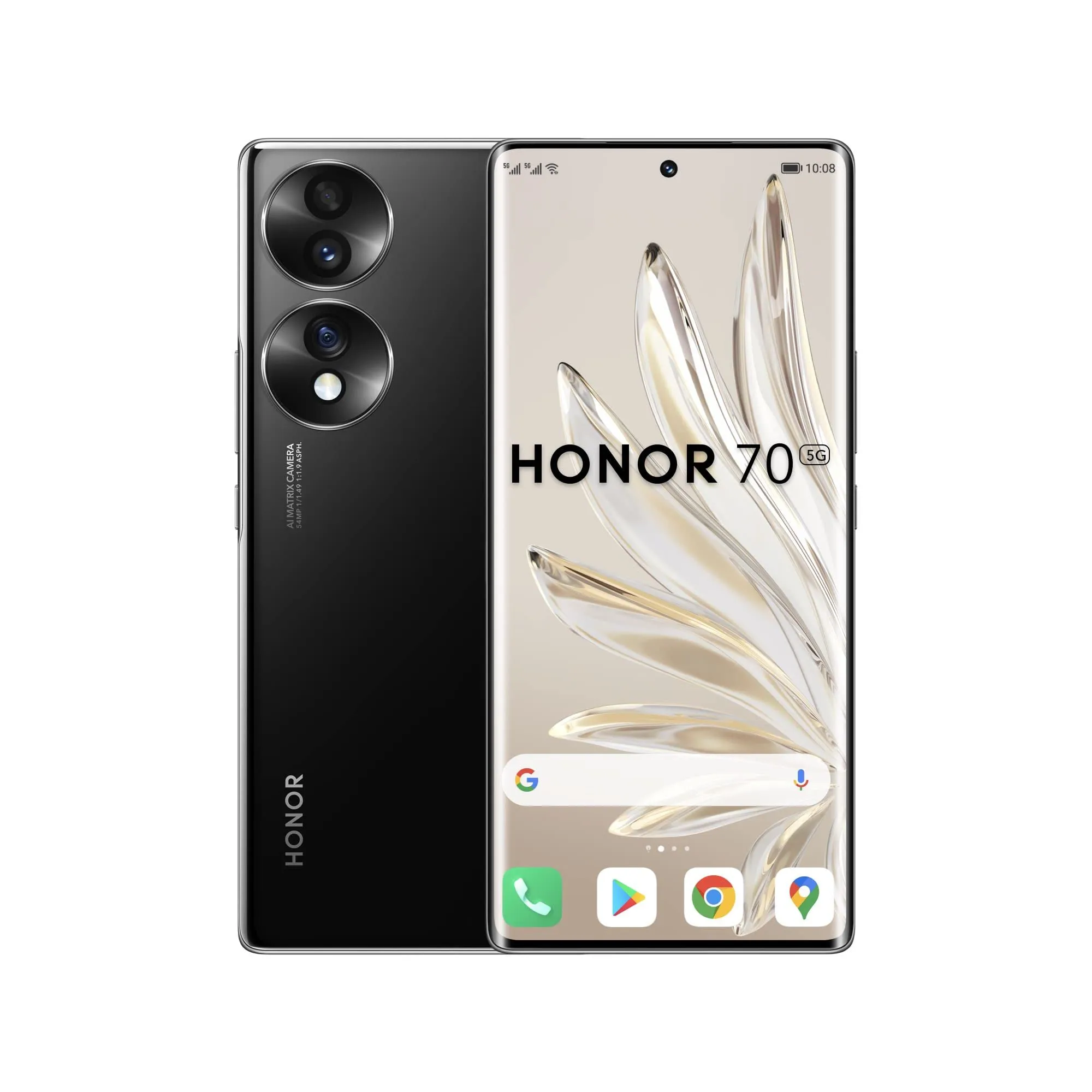HONOR 70 Smartphone 5G, 8+128 GB, Display Curvo OLED da 6,67 Pollici 120 Hz, Tripla Fotocamera Posteriore da 54 MP con Android 12, Batteria da 4800 mAh + Ricarica Rapida da 66W, Midnight Black