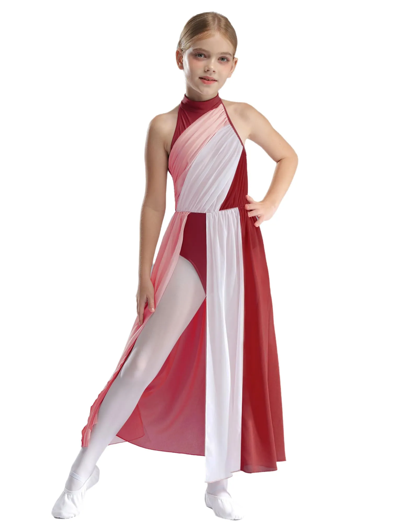 Freebily Vestito da Balletto Bambina Ballo Lirico Contemporaneo Body Danza Classica Ballerina Moderna Abito da Pattinaggio Artistico Costume da Ballo Latino Dancewear Borgogna 9-10 Anni