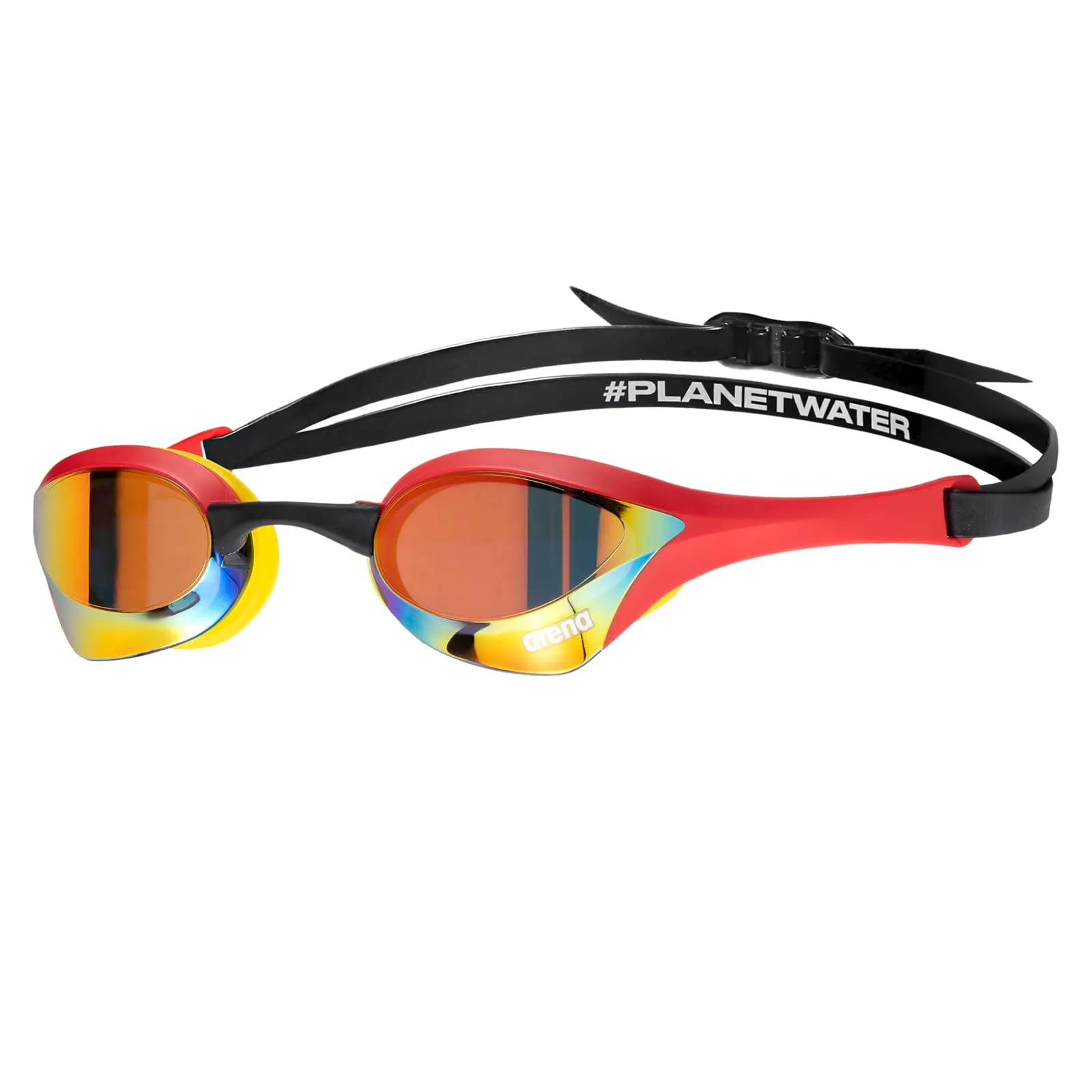 ARENA Occhialini da nuoto unisex Cobra Ultra Swipe Racing, per uomini e donne, tecnologia anti-appannamento, lenti a specchio in policarbonato, oro/rosso