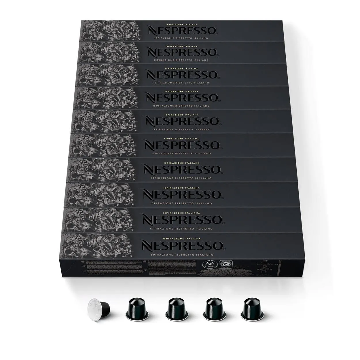 CAPSULE NESPRESSO ORIGINALI - Ispirazione Ristretto, 100 Capsule Nespresso, Intensità 10 su 13, Caffè Decaffeinato, Linea Original, Capsule Riciclabili Nespresso