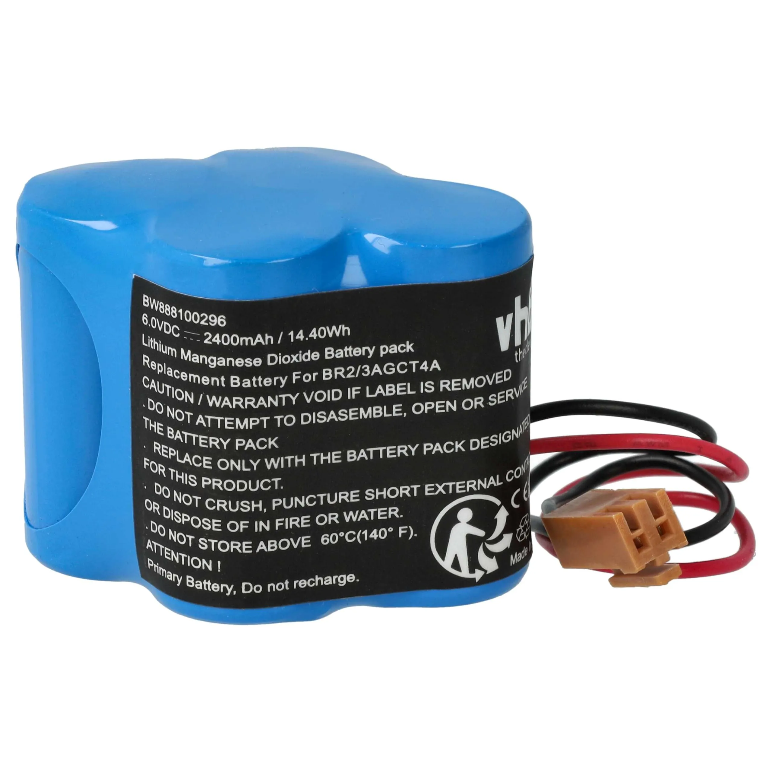 vhbw batteria sostituisce GE/Fanuc BR-2/3AGCT4A, CL 25A, PLC 18-T per controlli industriali, centraline (2400mAh, 6V, Li-MnO2)