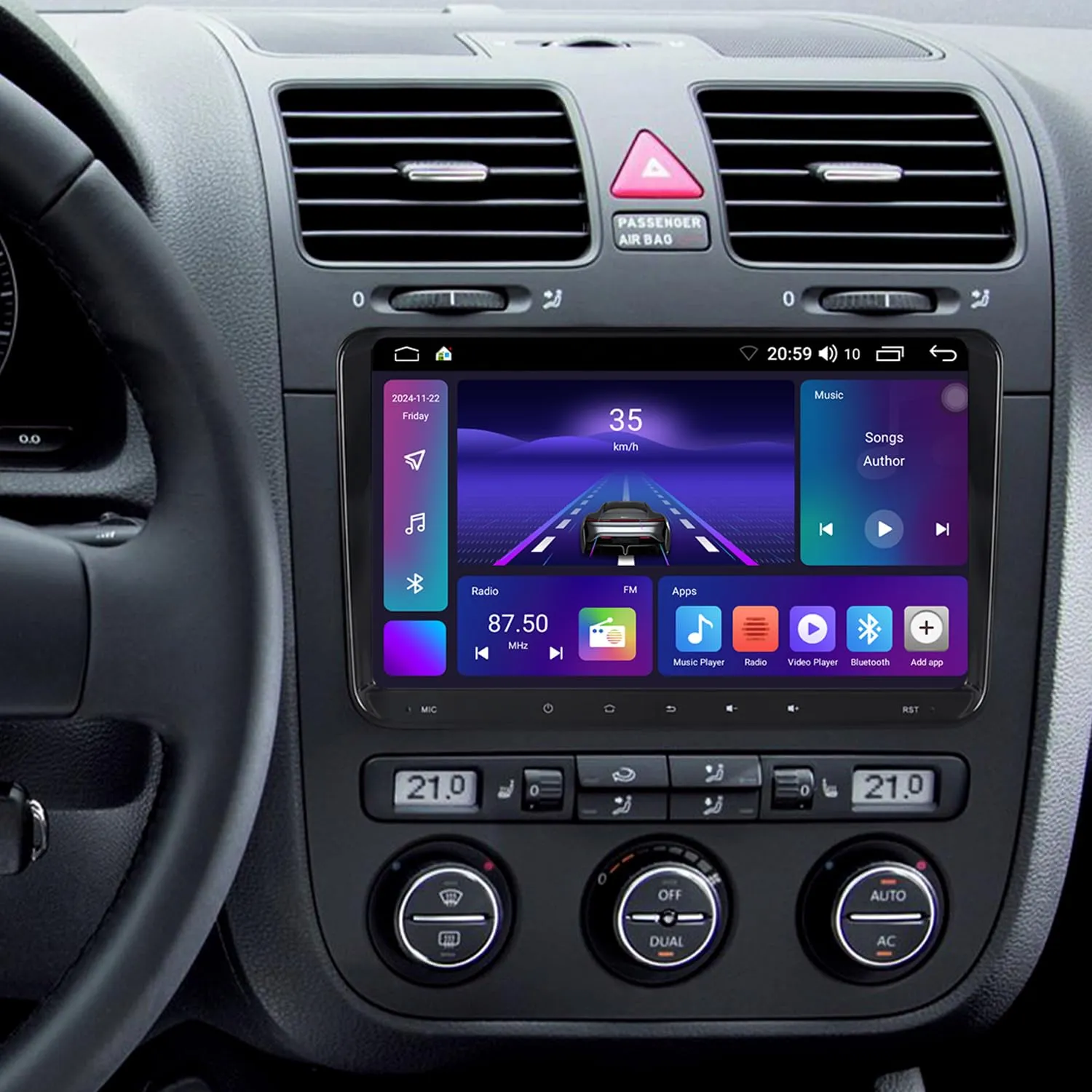 ACAVICA Autoradio per Golf 5 6 Polo – Android 14 2 DIN con Schermo IPS 9", CarPlay/Android Auto Wireless Navigazione GPS, DSP, WiFi, Bluetooth – Compatibile con Passat B6 B7 VW Skoda Seat