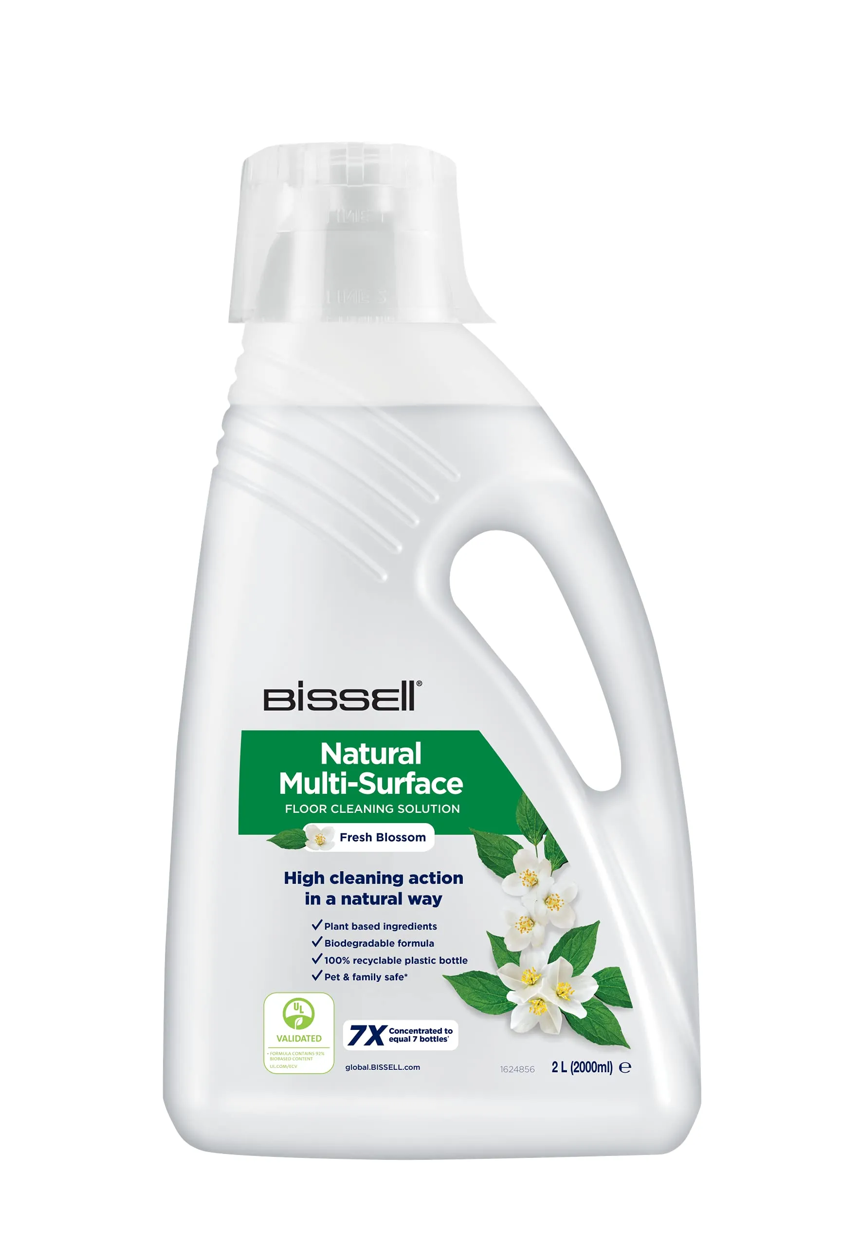 Bissell Soluzione Pulizia Naturale Multisuperficie | Detergente Concentrato Pavimenti per CrossWave, SpinWave, SpinWave Robot e HydroWave | Aroma Floreale | Sicuro per Animali Domestici | 2 L | 30961