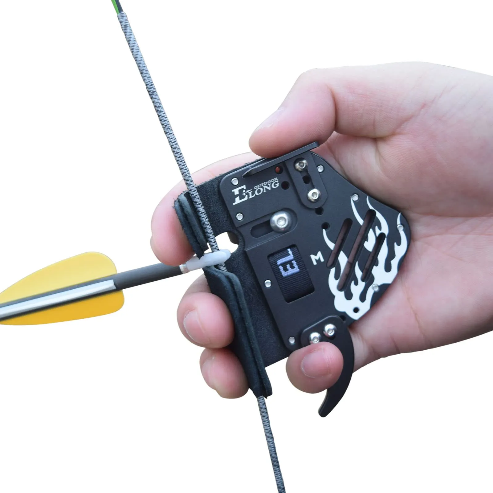 Elong Archery Recurve Bow Finger Tab in vera pelle + piastra in alluminio, protezione per le dita regolabile