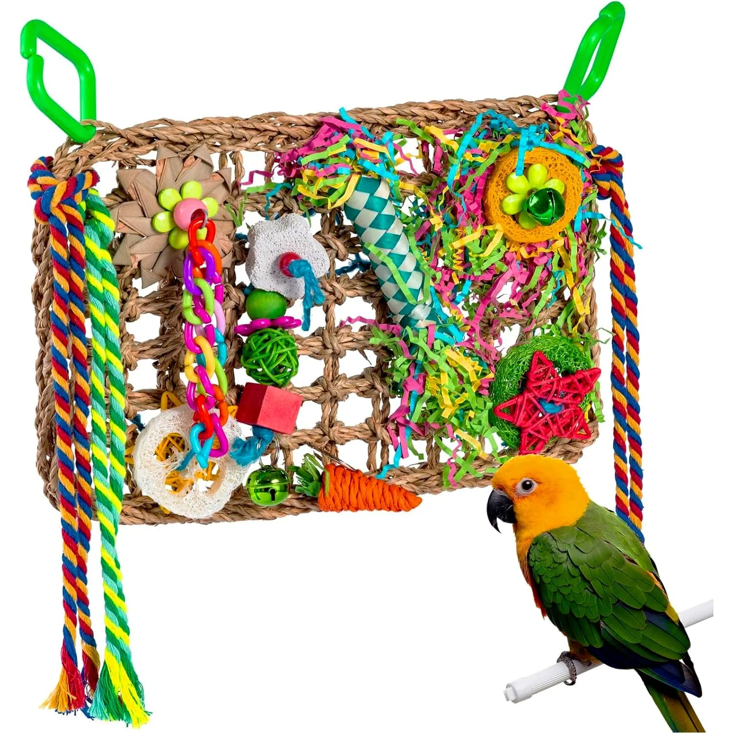 Giochi per Pappagalli, Giochi Pappagallo, giocattolo da masticare colorato, naturale, sicuro, per tutti i pappagalli e gli uccelli (rosso)