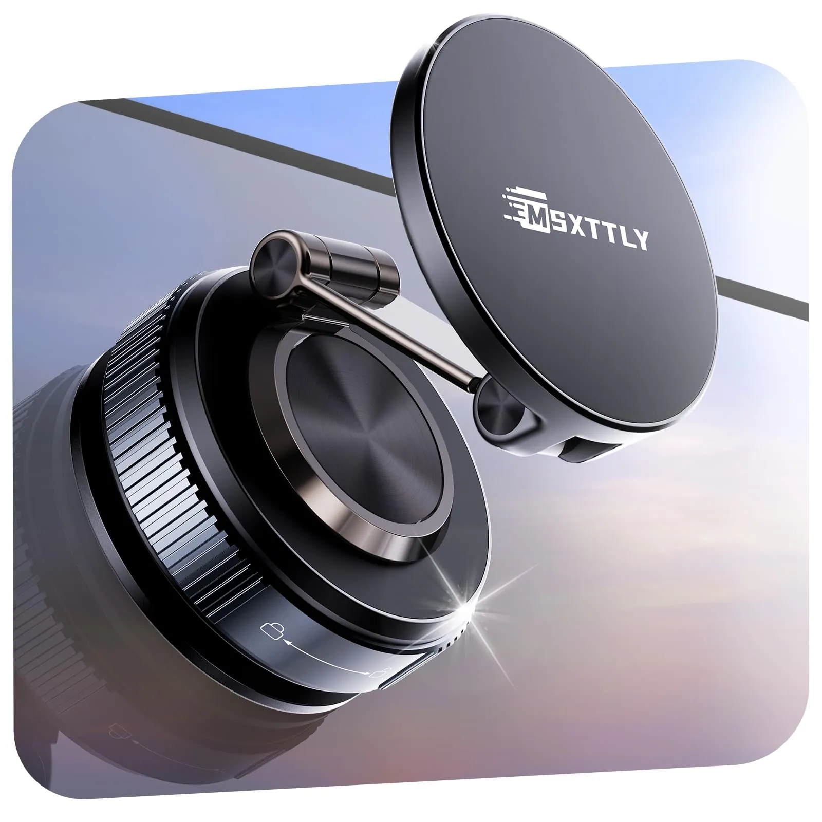 MSXTTLY Supporto Telefono Auto, Vmag-S2 2026 Supporto Magnetico a Vuoto, Forte Aspirazione, Rotazione 360°, Compatibile con iPhone 17-12 Pro MAX e Android Nero