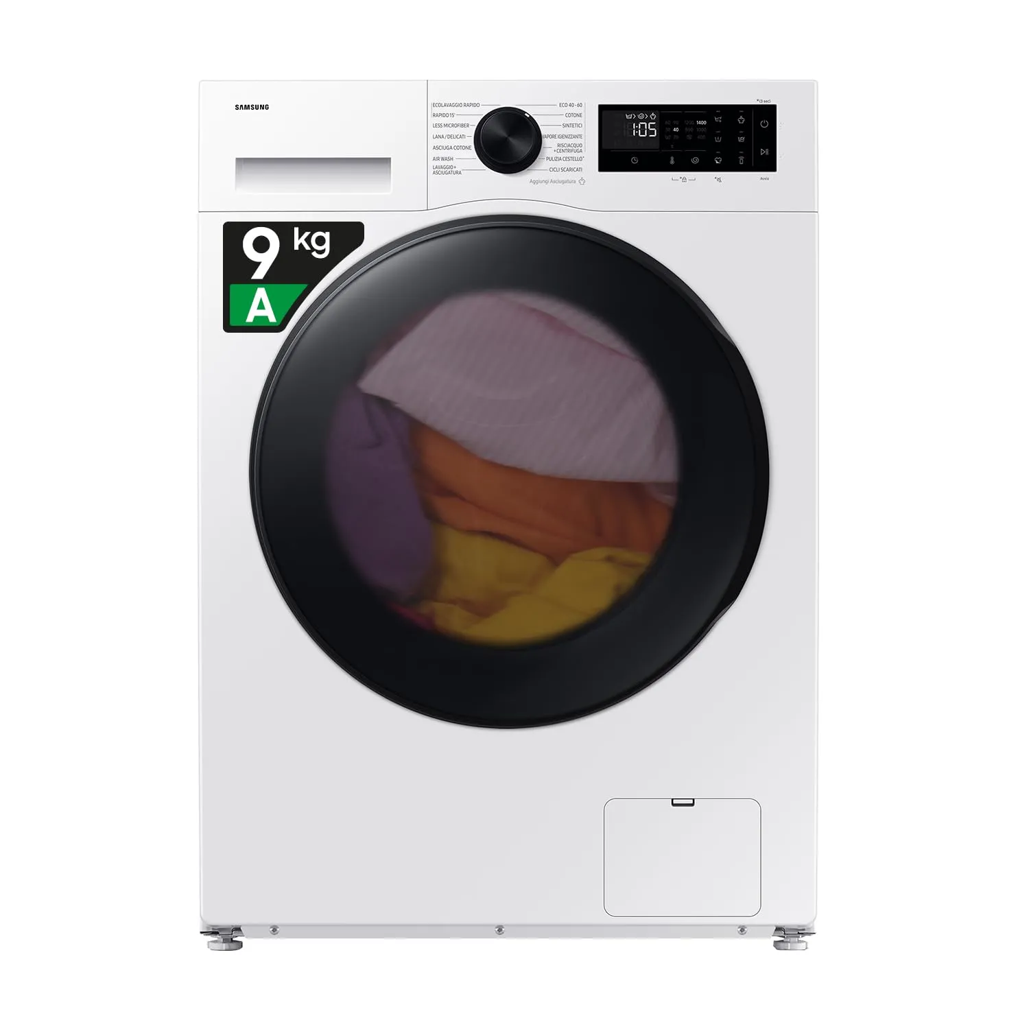Samsung Lavasciuga Crystal Clean Slim WD90DG5G34BE, 9+5 kg, Wifi, Ecobubble, Vapore Igienizzante, AI Energy Mode, Carica Frontale, 60L x 85H x 48P cm
