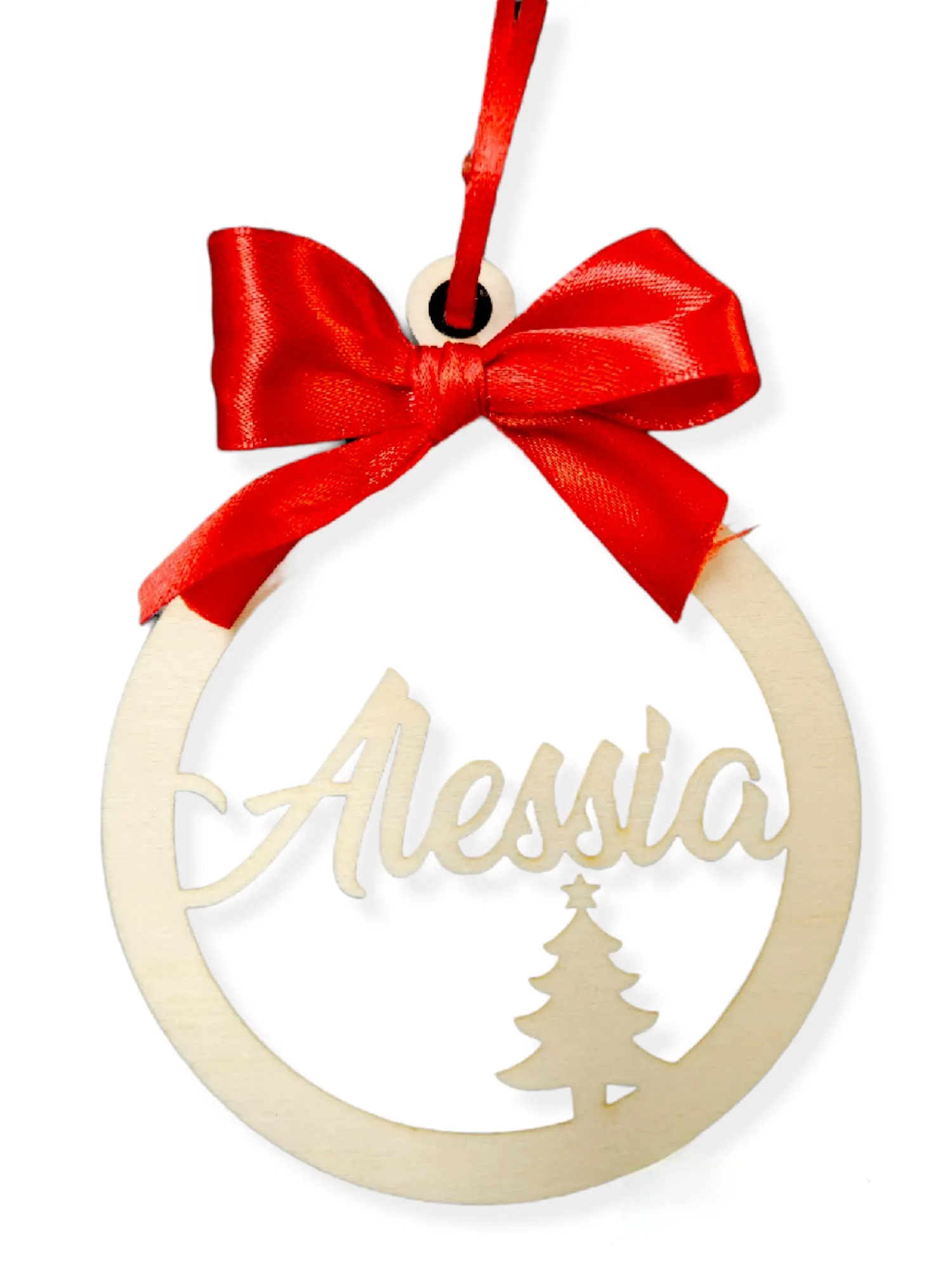 Palla di legno per Albero Di Natale 10CM Personalizzata pallina con Nome o Scritta DECORAZIONE NATALIZIA 2022 Piatta