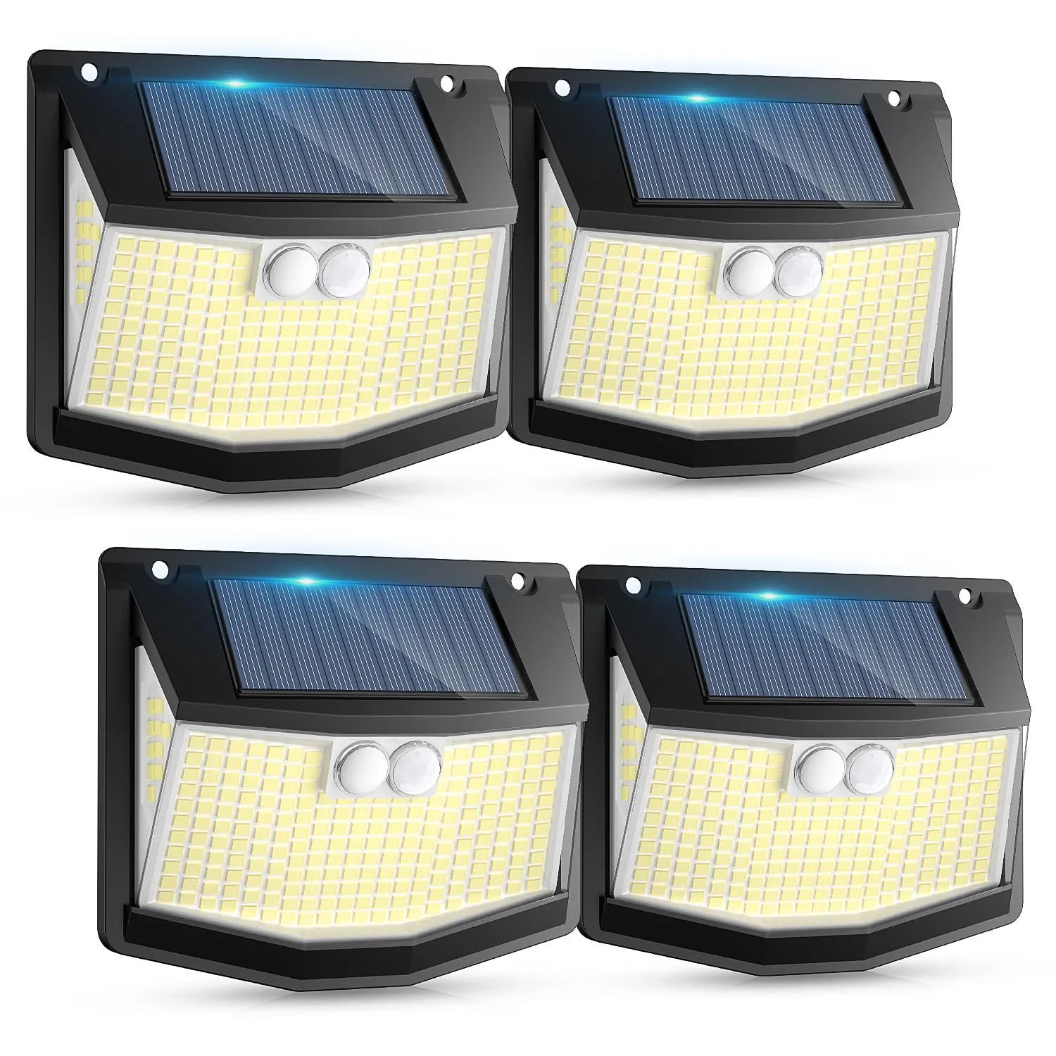 Luce Solare Esterni Rilevatore Movimento: 248 LED Luce Solare Esterna Sensore 3 Modalità 270° Illuminazione IP65 Impermeabile Faretto da Esterno a Parete Applique per Giardino Garage 4 Pezzi