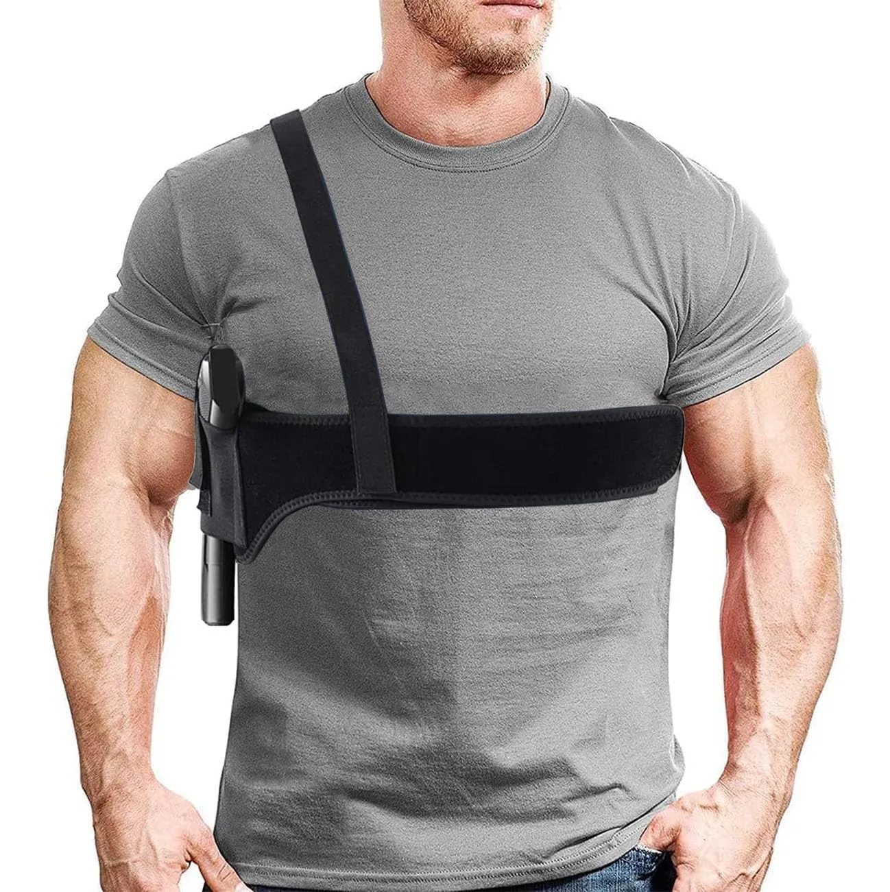 Goldmiky Fondina per Pistola Tattica Spalla in Neoprene Cinturino per Pistola Fondina per Cintura Fascia per la Pancia Cintura Nascosta, per Pistole compatte e compatte Unisex (Black, 45in)
