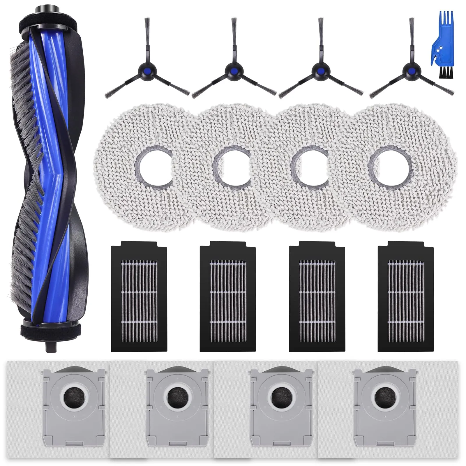 T50 Kit Accessori Ricambi per ECOVACS DEEBOT T50 Omni/T50 Pro Omni, T50 Omni/T50 PRO OMNI Gen2 Robot Aspirapolvere, 1 Spazzola Principale, 4 Filtri, 4 Spazzole Laterali, 4 Panni Mop, 4 Sacchetti