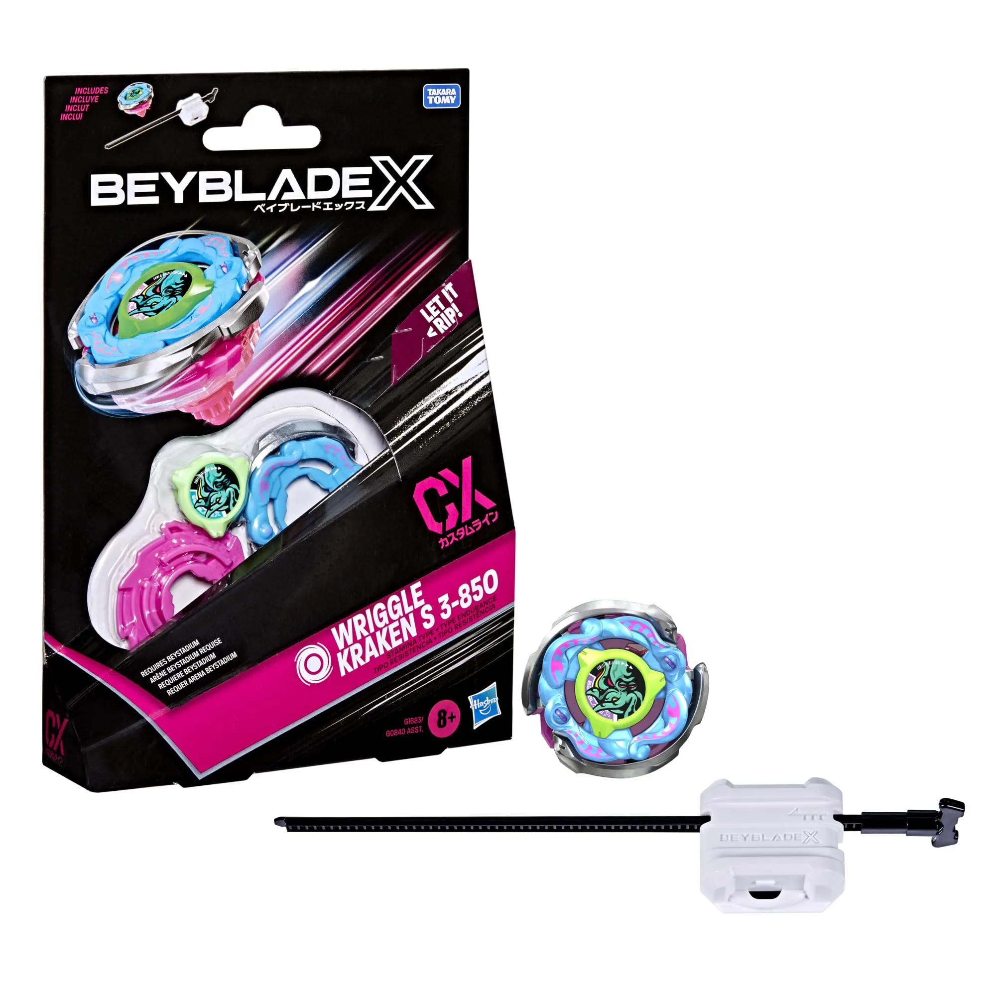Hasbro Beyblade X, Set Starter Pack Wriggle Kraken S 3-85O CX, Trottola e Lanciatore