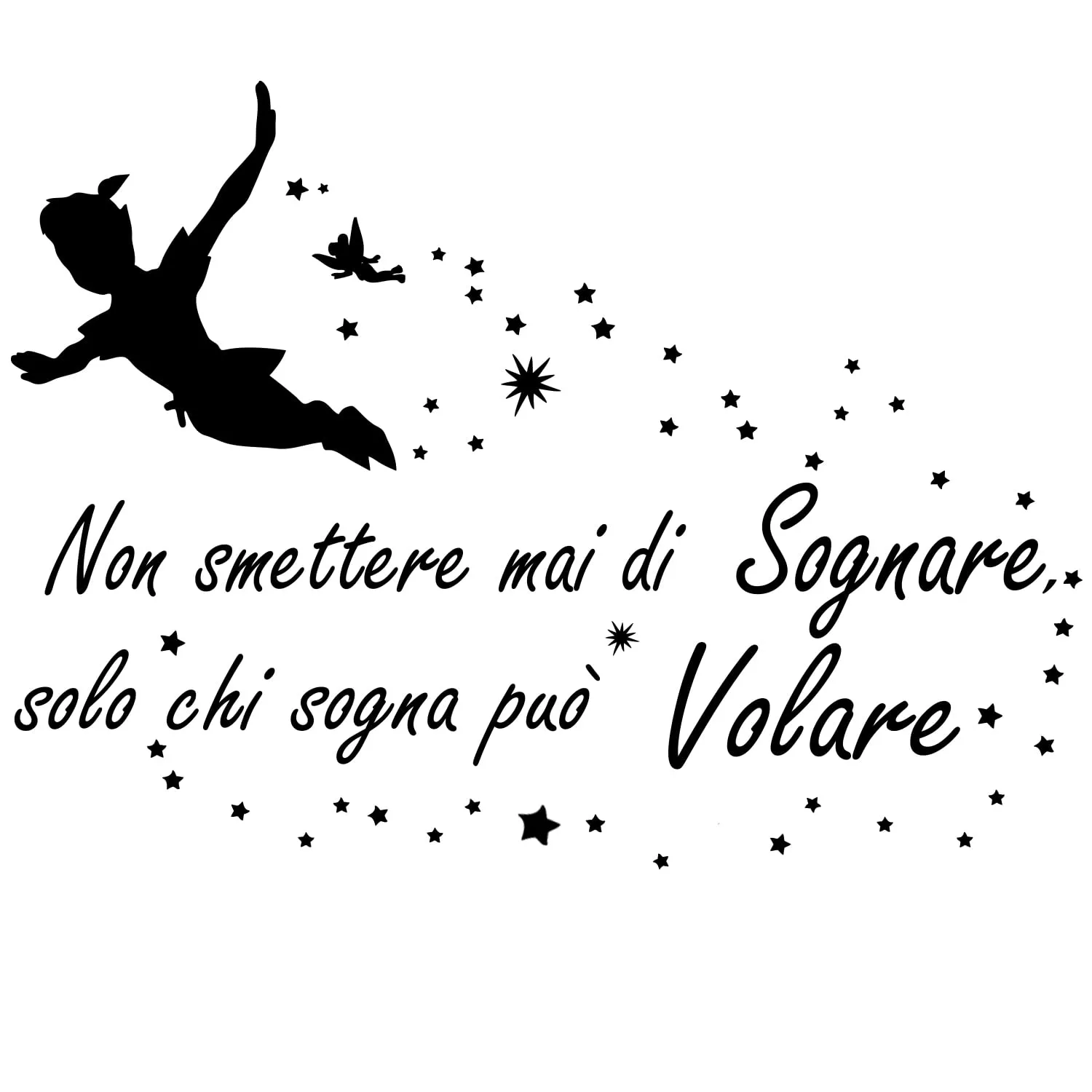 STICKER DESIGN Adesivi Murali Frasi per bambini motivazionali, Frase Adesiva Personalizzabile Solo chi Sogna, Sticker decorativo Cameretta Bimba, Bimbo per Pareti, Mobili, Sticker cameretta bambini