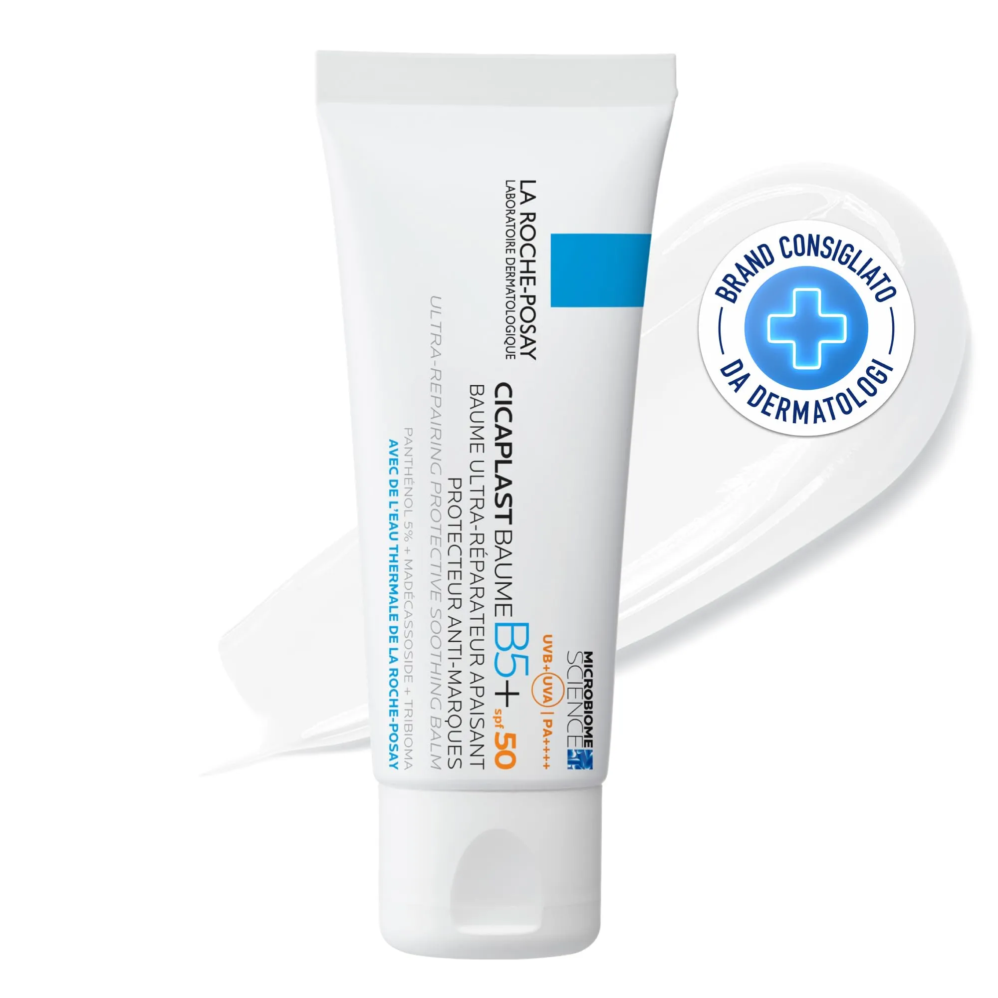 La Roche Posay Cicaplast Baume B5, Balsamo Protettivo per Pelle Irritata, Pelle Lenita e Barriera Cutanea Riparata, Con SPF 50, Adatto Anche a Pelle con Tatuaggi, Con Vitamina B5 e Tribioma, 40 ml