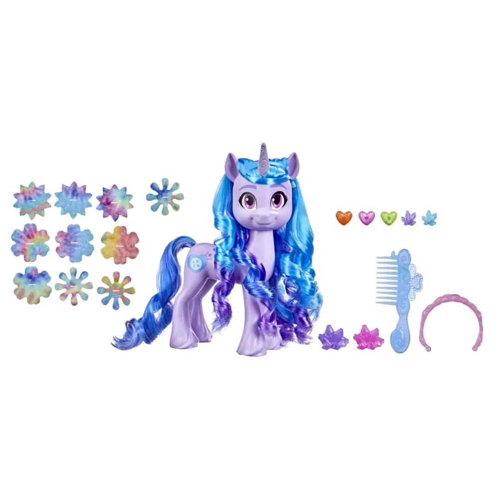 My Little Pony: A New Generation Magic Unicorn Styles Izzy Moonbow, giocattolo esclusivo – Pony, 17 accessori per capelli