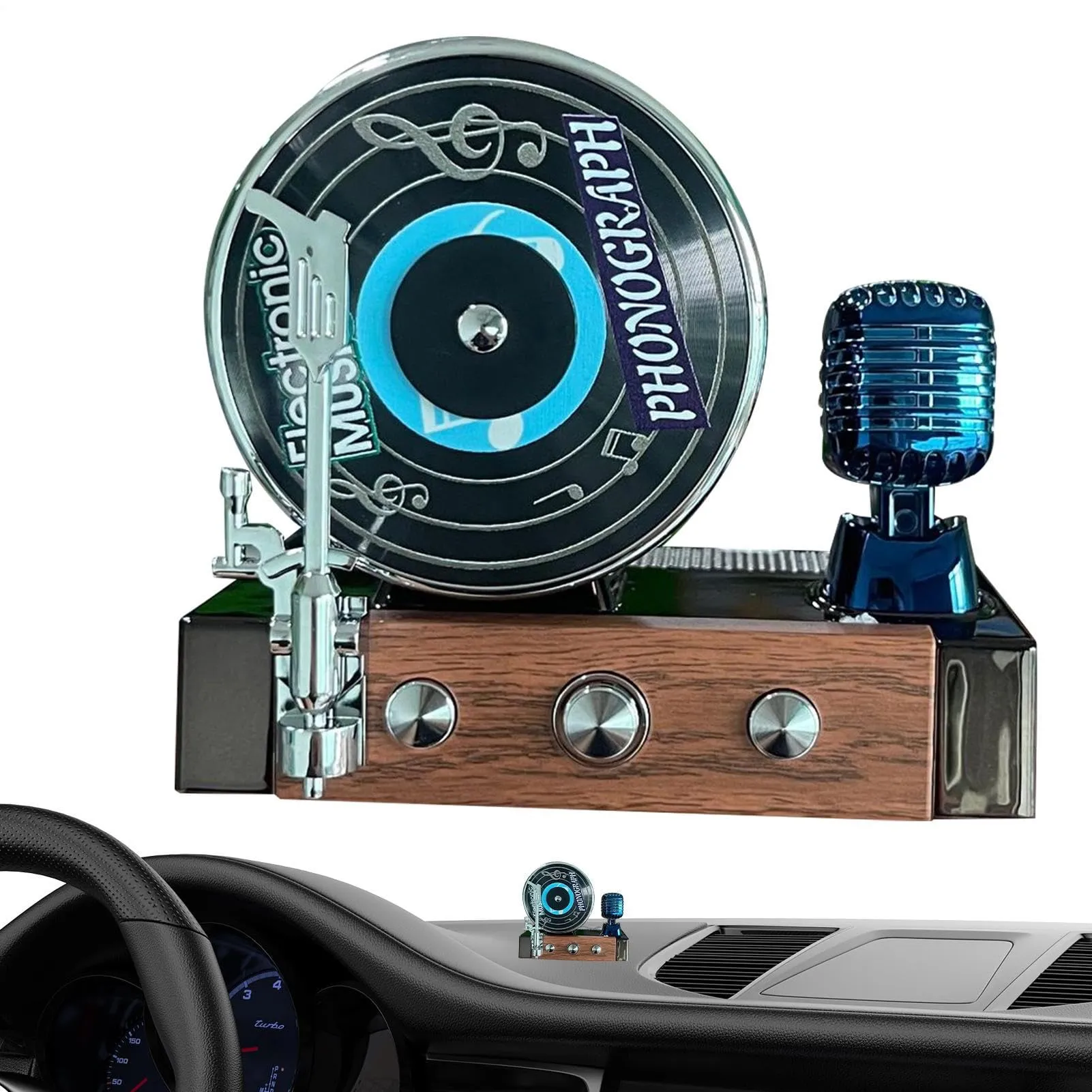 Record Player Air Frewisier Car Carref/Raddrizzatore D'aria Auto | Decorazione Aromaterapia Retrò Creativa Ad Energia Solare Uso Automobile