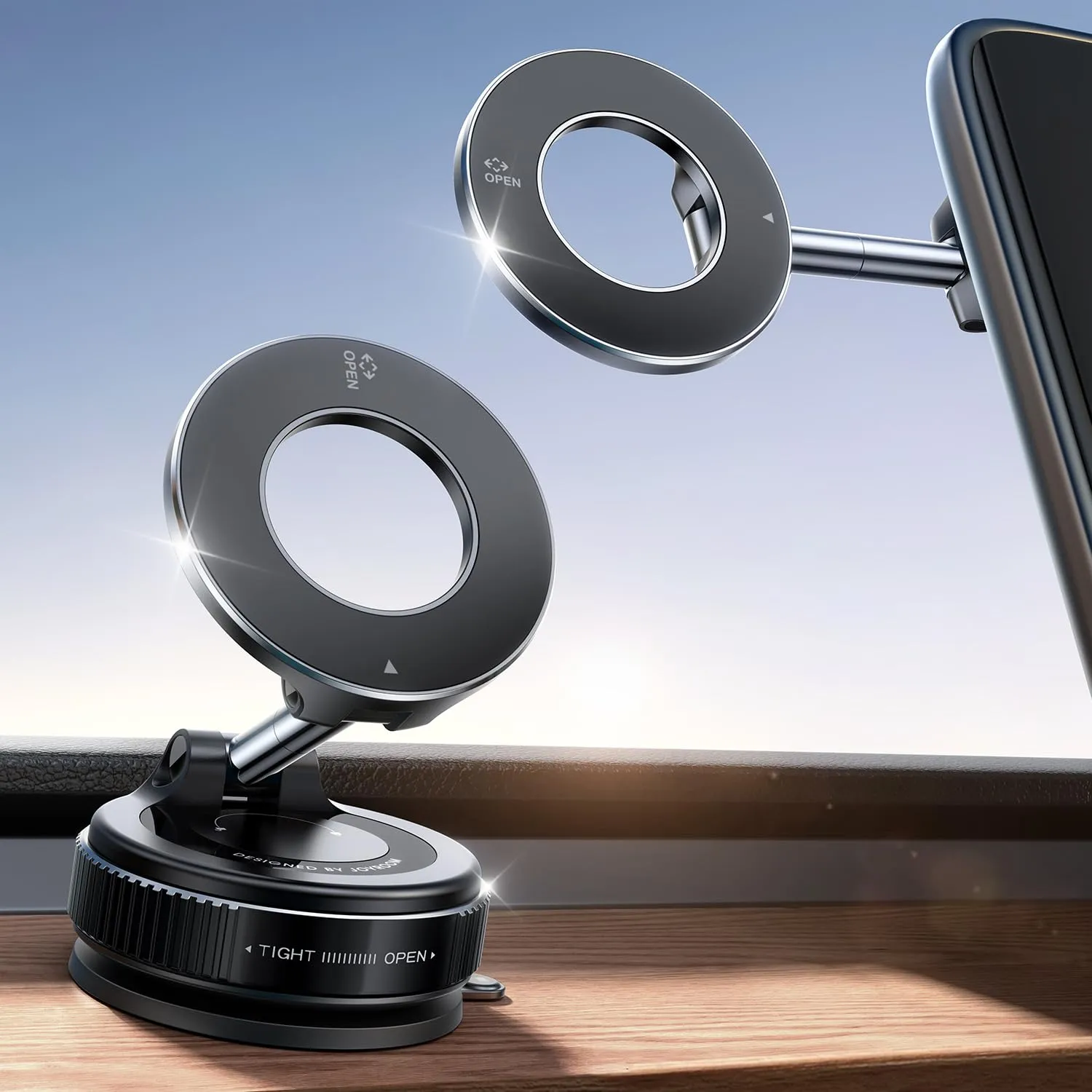 JOYROOM Supporto Telefono Auto Ventosa, Porta Cellulare Magnetico Pieghevole con 360°Braccio Metallico, Supporto Auto Magsafe per iPhone 16 15 14 13 12 & Custodia MagSafe