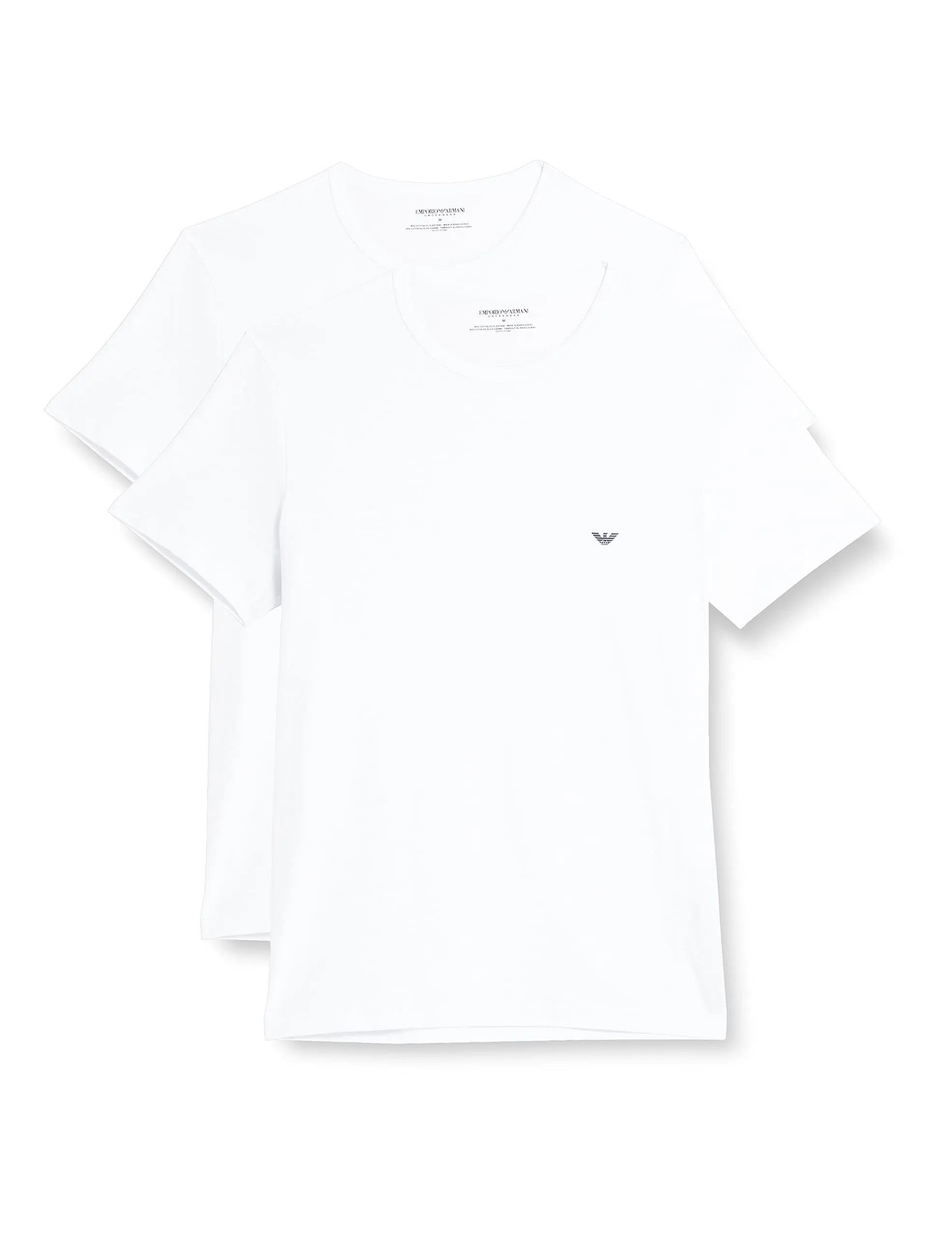 Emporio Armani Underwear 2-Pack T-Shirt Crew Neck Logo, White/White, L Uomo
