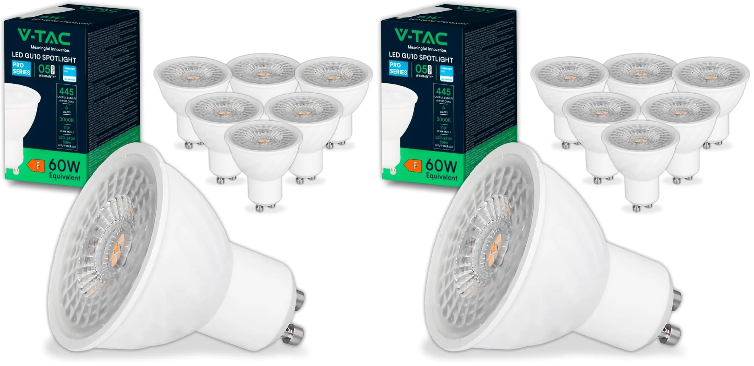 V-TAC 6x Lampadine LED GU10 6W (Equivalenti a 60W)