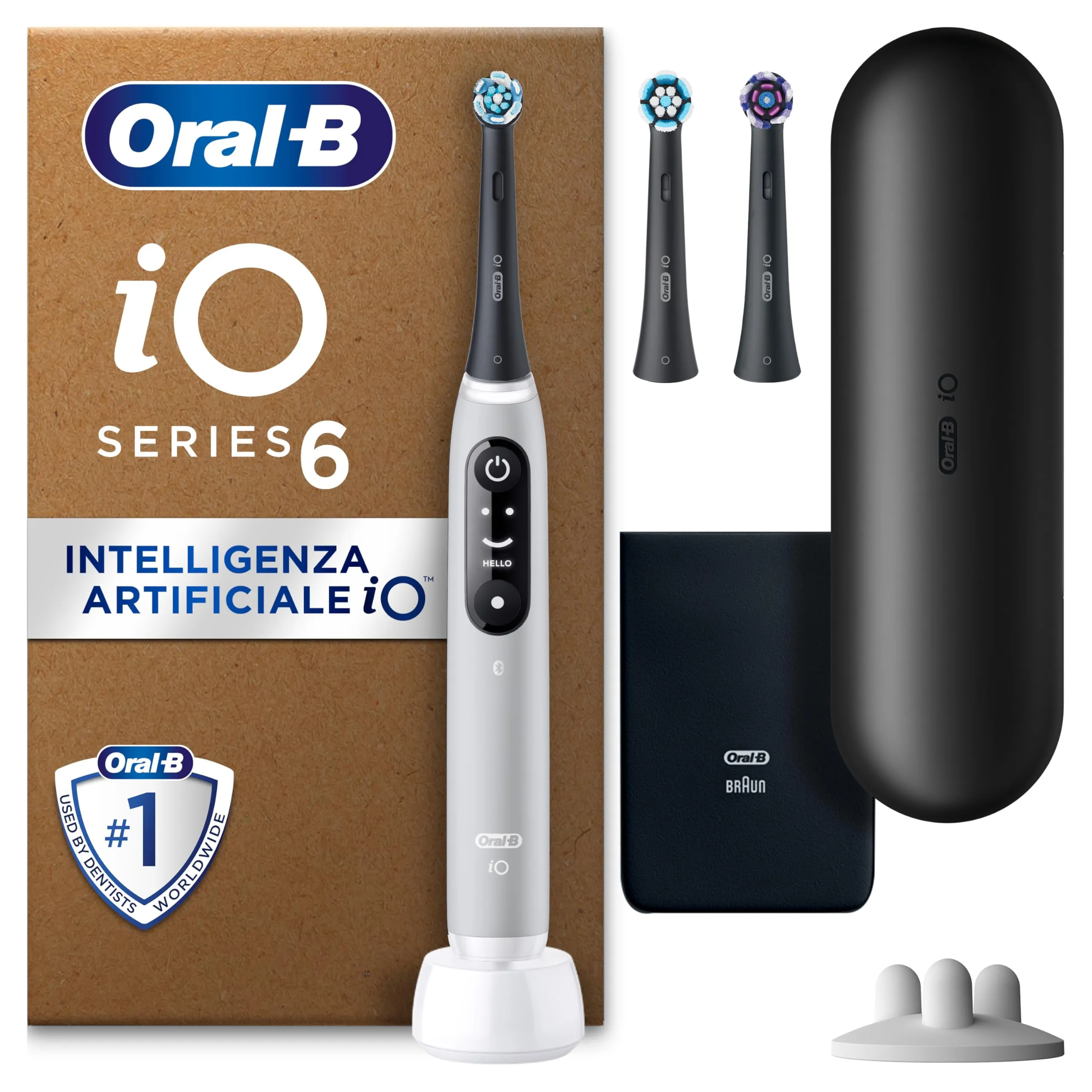 Oral-B Spazzolino Elettrico Ricaricabile iO 6 Grigio, 3 Testine Di Ricambio, 1 Custodia Da Viaggio. 1 Spazzolino